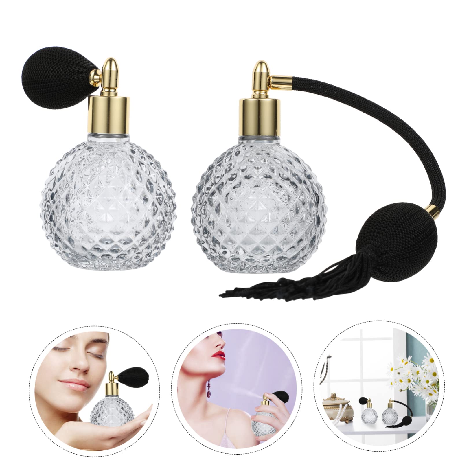 TOPBATHY Bottiglia di Profumo Vintage in Vetro 100 Ml, Set da 2 Flaconi Spray Ricaricabili Design Ananas, Spray per Profumo da Viaggio e Uso Quotidiano