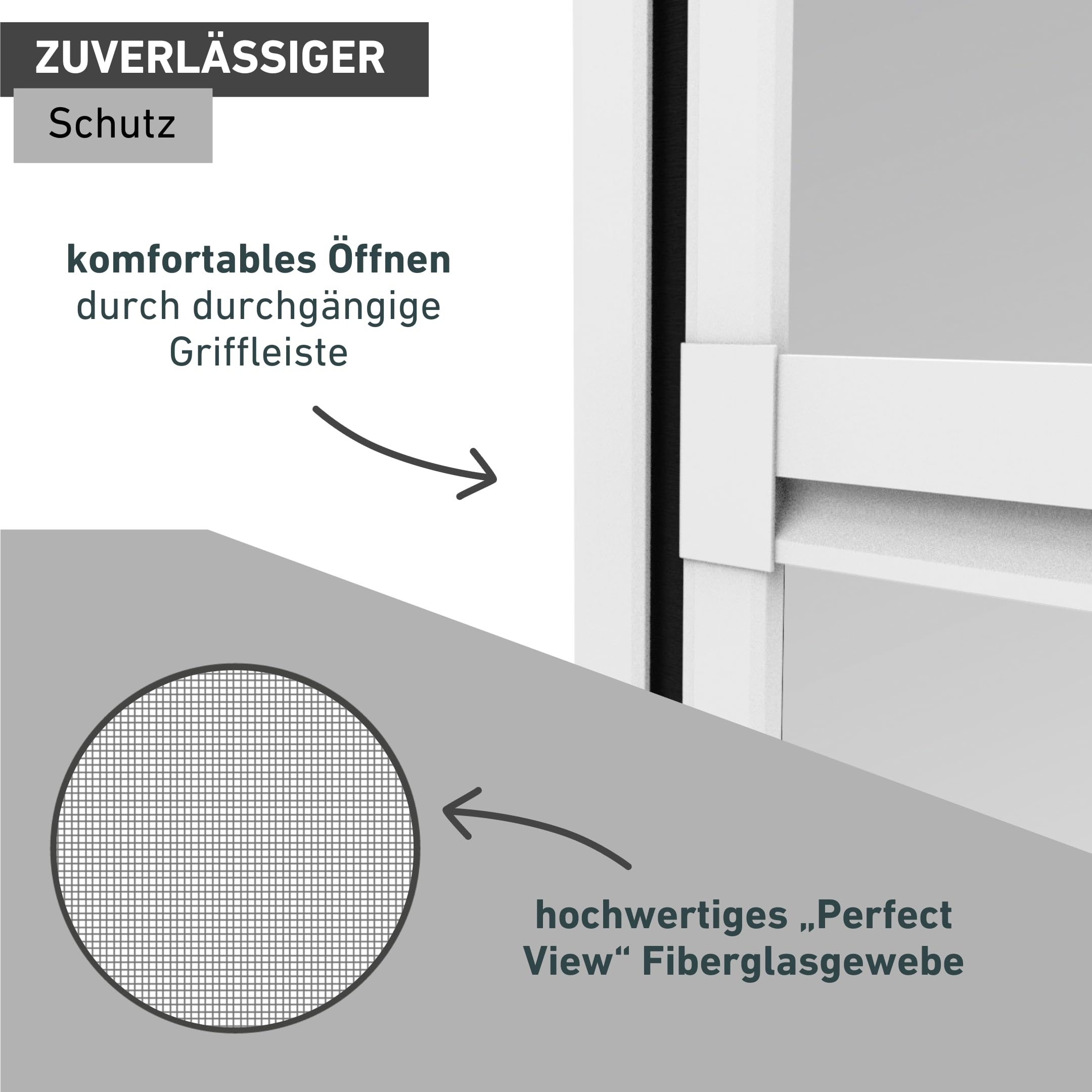 Windhager Fliegengitter Balkontür EXPERT 100 x 210 cm weiß, Pendeltür mit Alurahmen ohne Bohren, Insektenschutz für Balkon und Terrasse, Mückenschutz Schwingtür, einfache Montage, langlebig, 03240