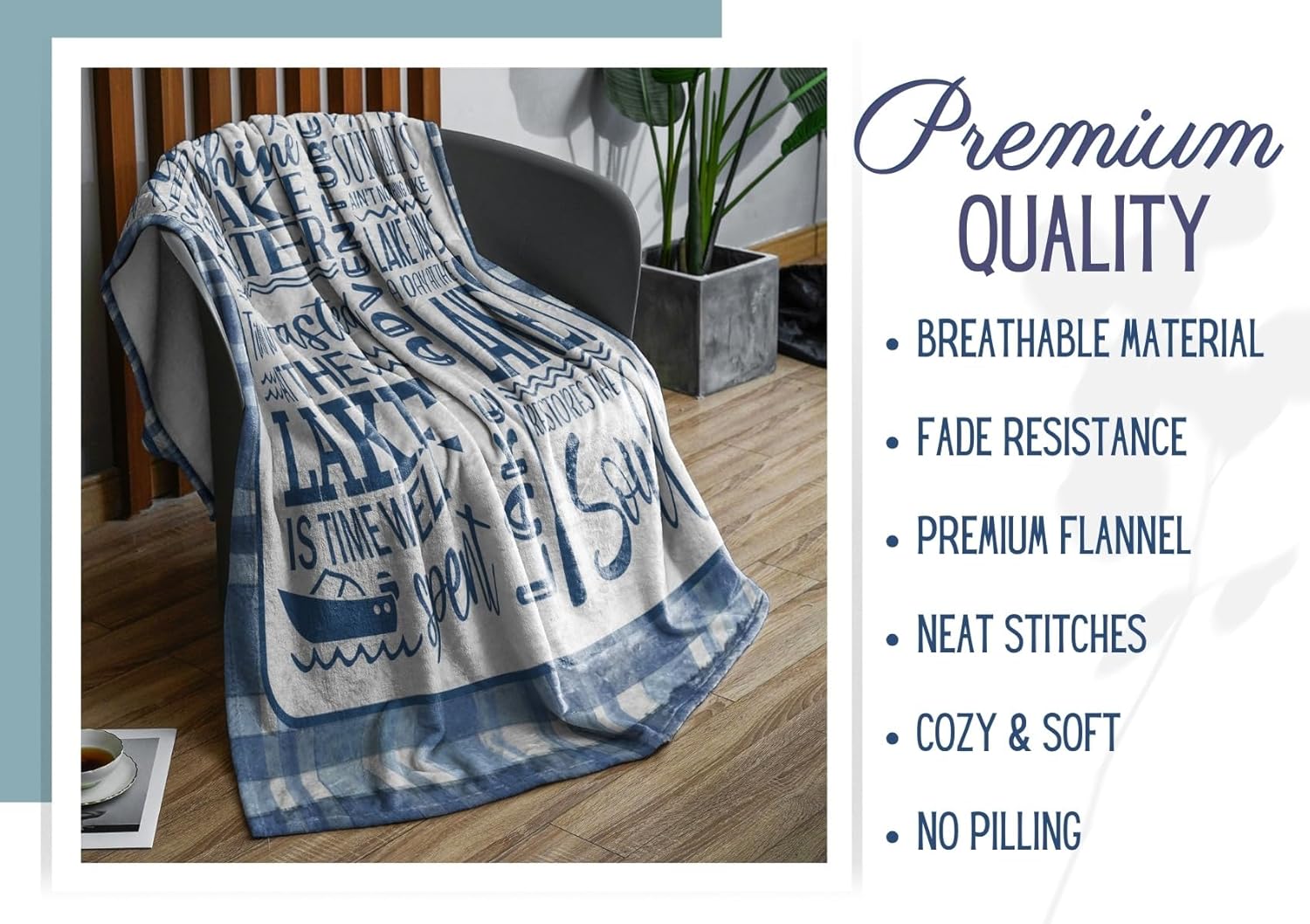 Huglanket Lake House/Life Gifts Blanket Throw for Women Men - Boating/Fishing Gifts - House Decor Decorations for Home Porch Bed Sofa - Life, 50" x 65"