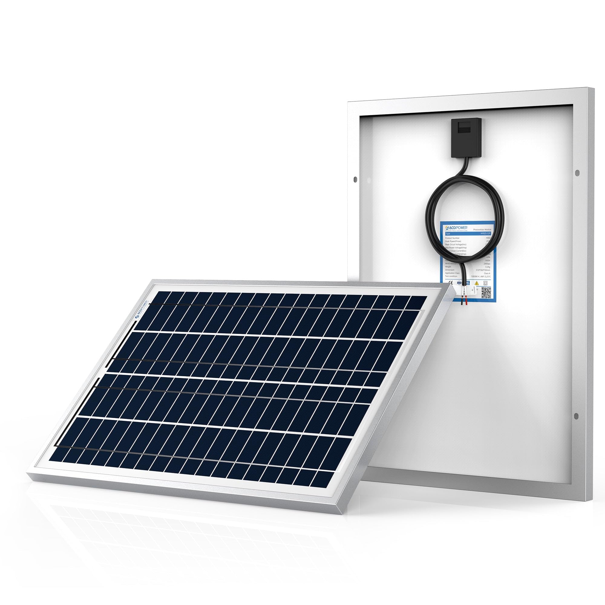 Amazon.com: ACOPOWER 25W Poly Solar Panel, 25 Watt 12 Volt Small