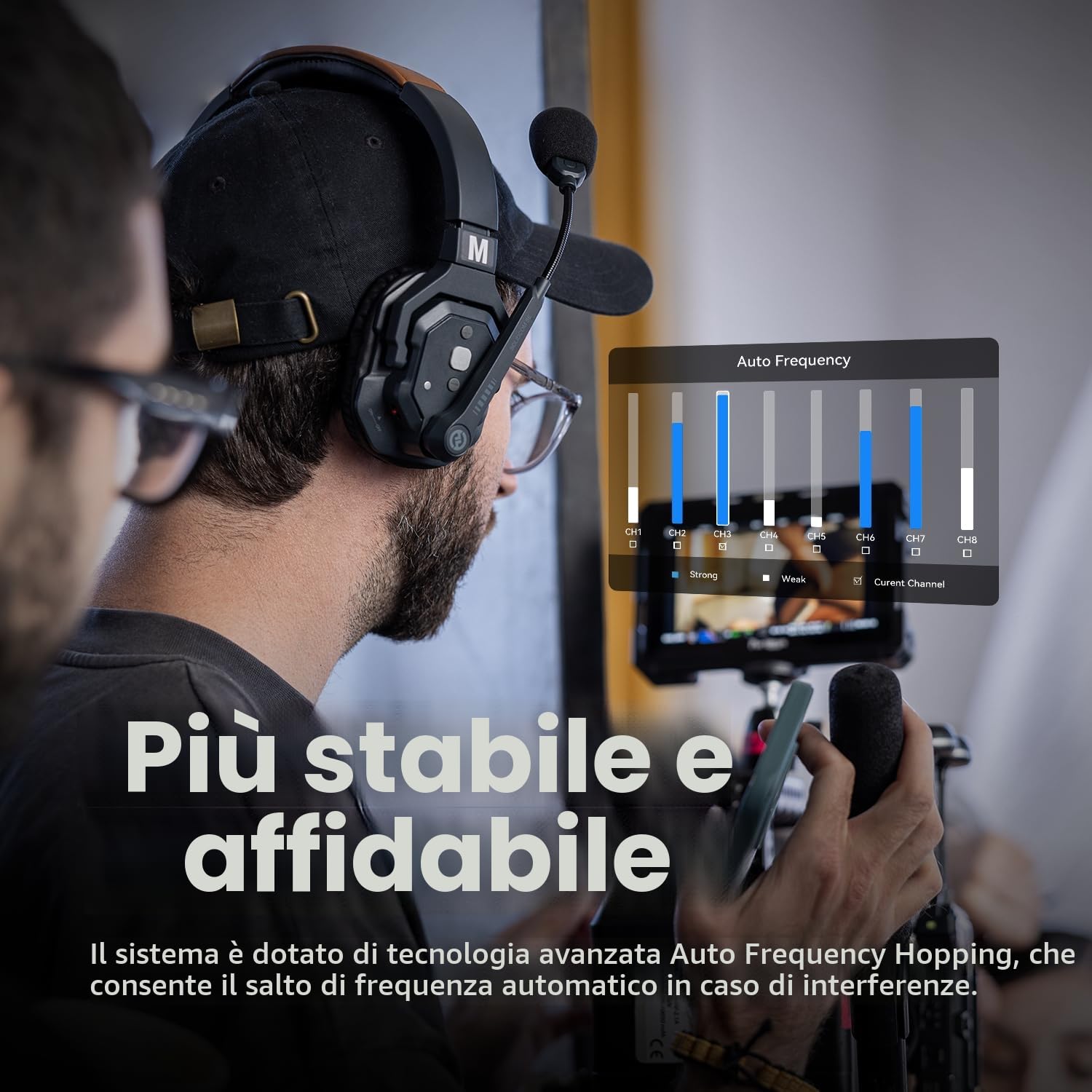 Hollyland Solidcom SE 2.4G Wireless Intercom Headset System Full Duplex 2 User ENC Noise Cancellation 350 m Team Communication with PTT Mute Single Ear Headset for TV Film Production Drone (SE-2S)