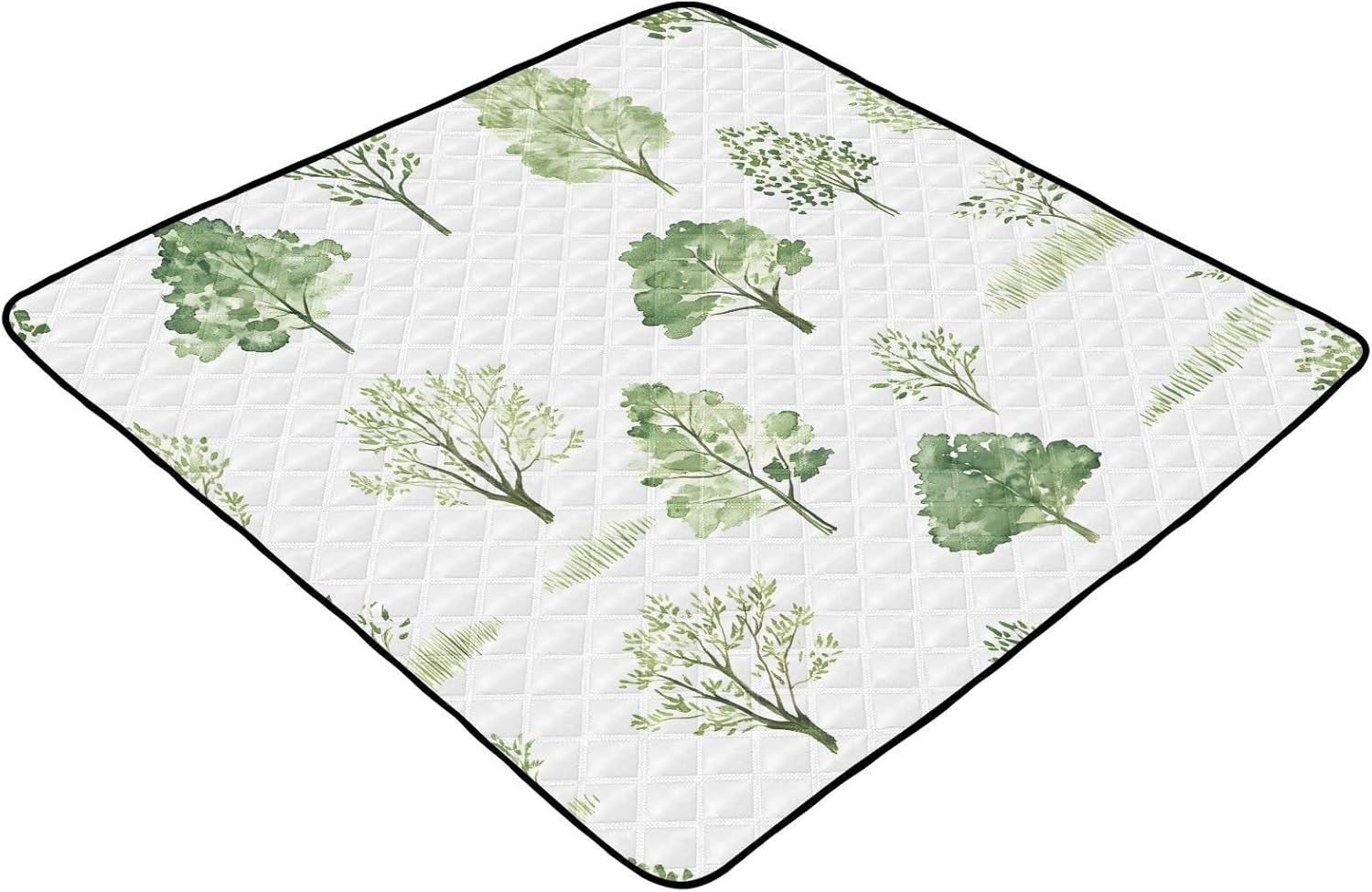 Watercolor Tree & Grass Pattern Baby Play Mat, 50“ X 50” Washable Folding Crawling Mat, Baby Floor Mat, Soft, Thick, Non-Slip