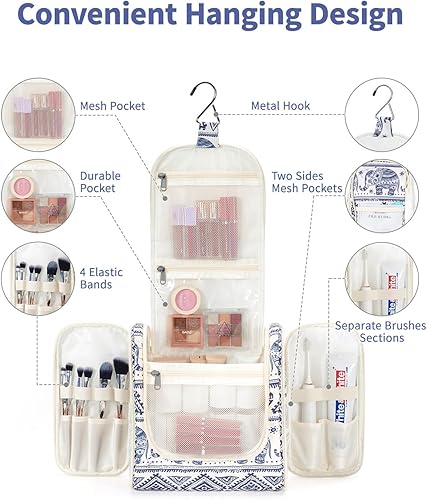 Miniatura 2 de Narwey Neceser de viaje colgante organizador de maquillaje cosmético para mujeres y hombres, B-elefante