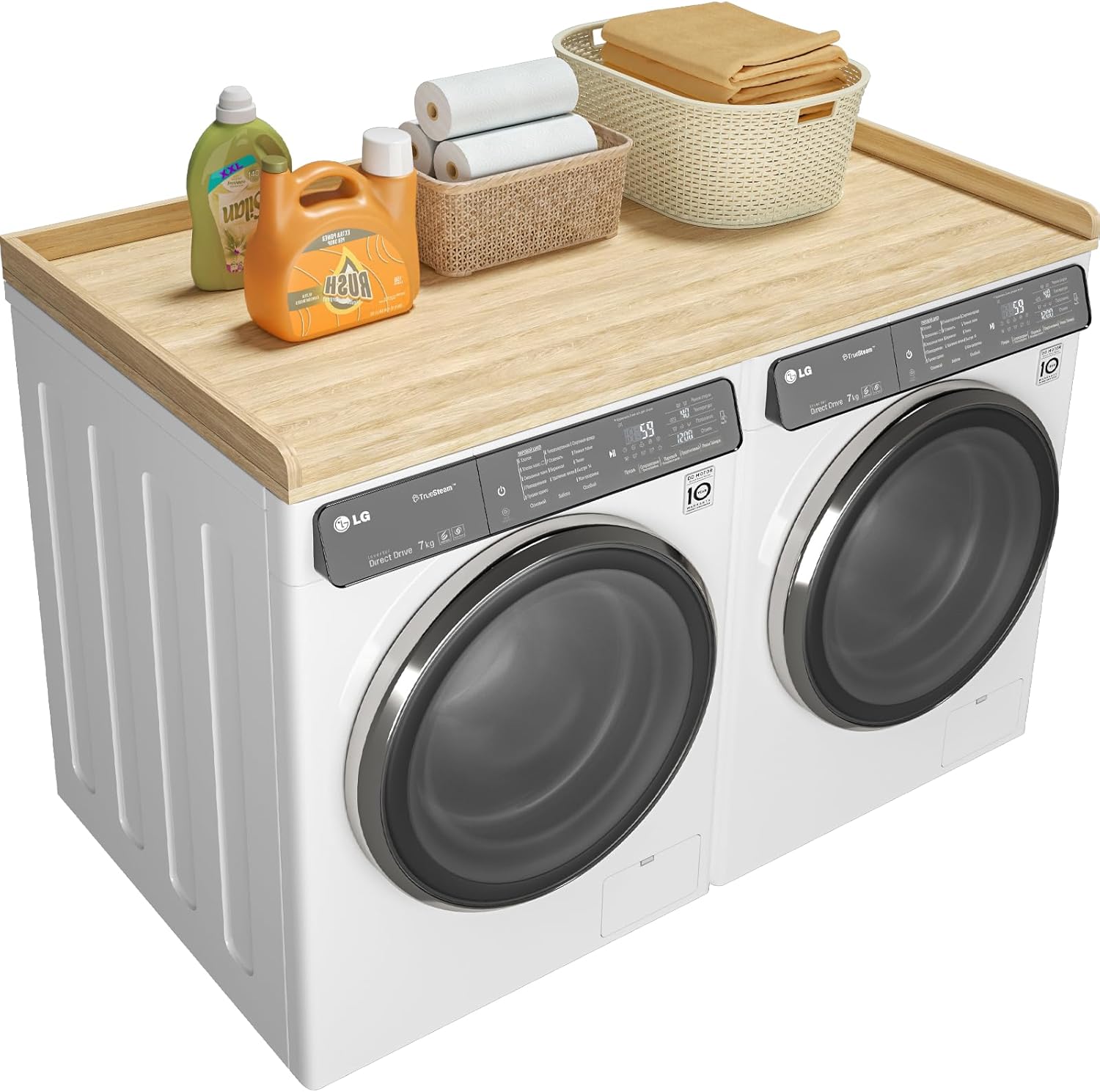 Ulif Washer Dryer Countertop, Melamine Matte Surface for Laundry Storage and Organization, Whole Piece of Laundry Room Countertop, 27.5" W x 54" L x 2.6" H, Oak Oak Whole: 54"L x 27.5"W x 2.6"H
