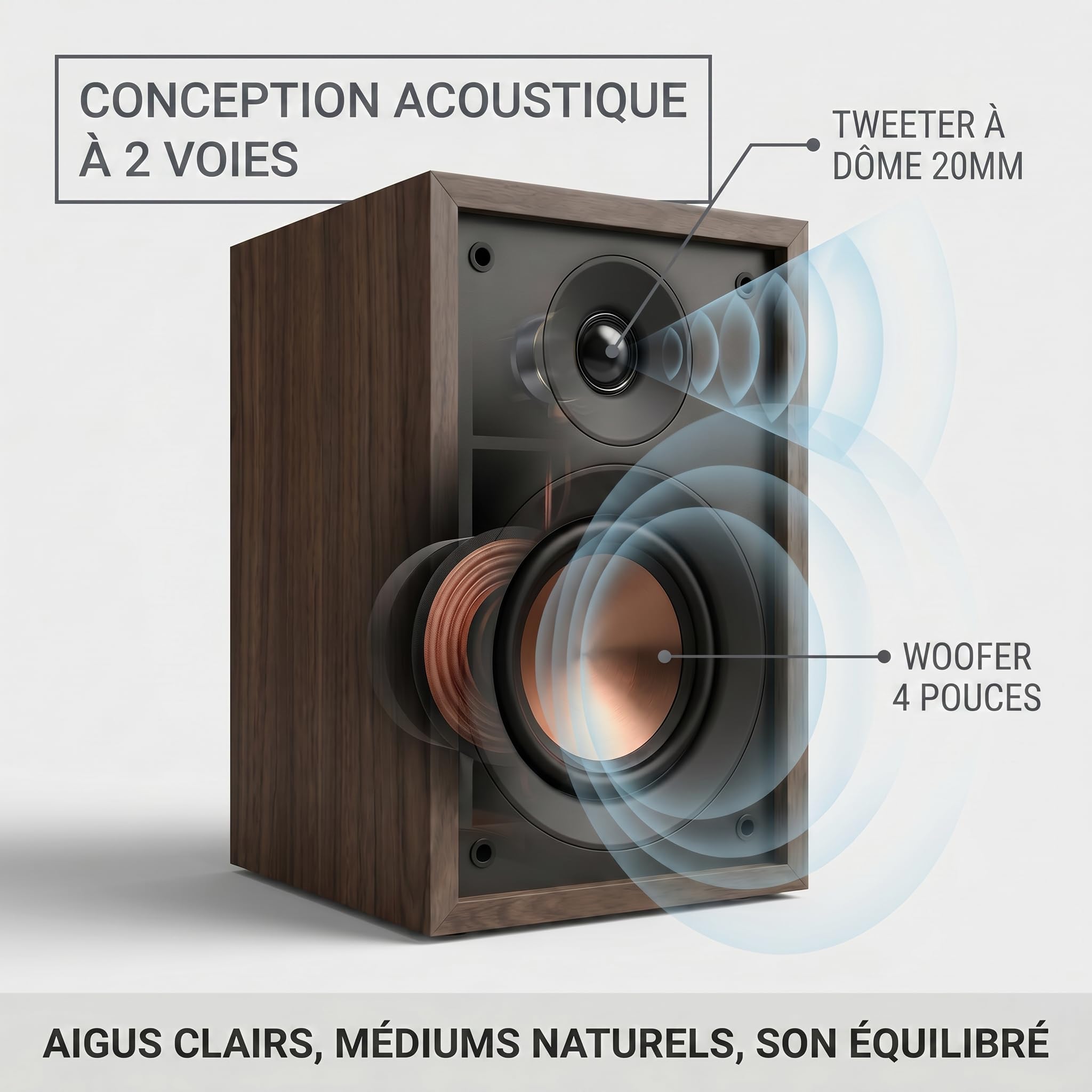HiVi-Swans Oasis Enceinte Bibliothèque Passive, Enceinte Bass-Reflex 2 Voies avec Woofer 4 Pouces et Tweeter à Dôme 20 mm, 60 Hz–20 kHz, 4 Ω, 10–50 W, Enceinte Hi-FI Compacte pour la Maison