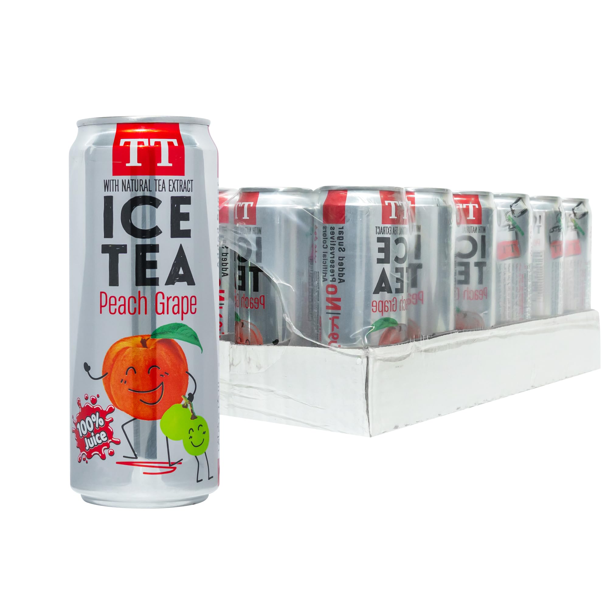 TT Zero Sugar Iced Tea – Peacg Grape Flavor – 330ml Pack of 24