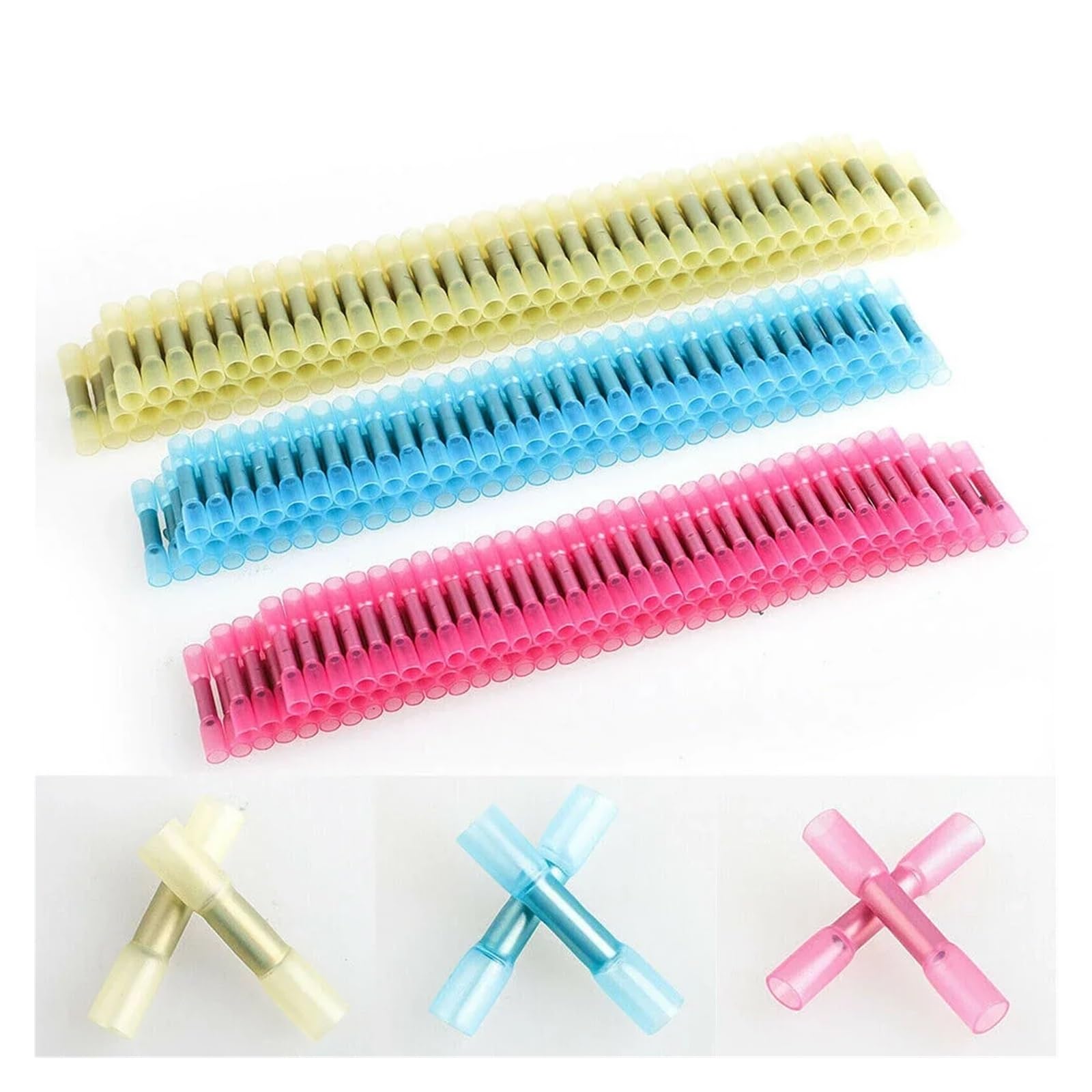 ICXLPMC 50PCS AWG22-10 Heat Shrink Butt Connectors Insulated Terminals Seal Electrical Wire Crimp Terminals