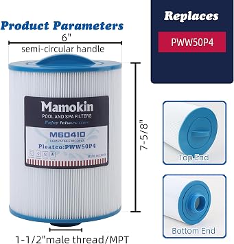 spa Filter Replacement for PWW50P4, 1 1/2 MPT Thread Screw in hot tub Filter(FINE Thread), 2 Pack【NOT PWW50P3, NOT coarse Thread】
