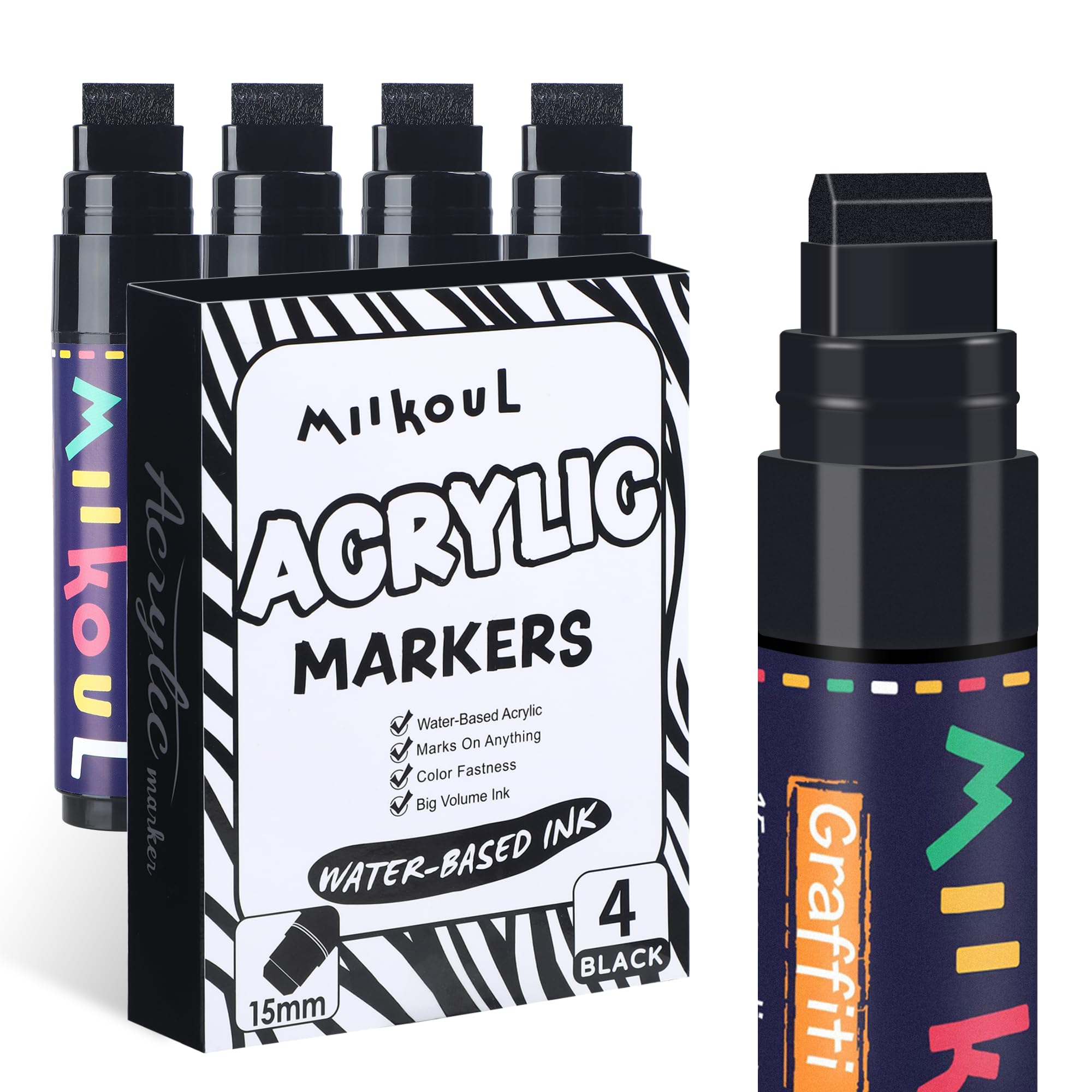 Amazon.com: miikoul 4 Pcs Jumbo Black Permanent Markers, Large