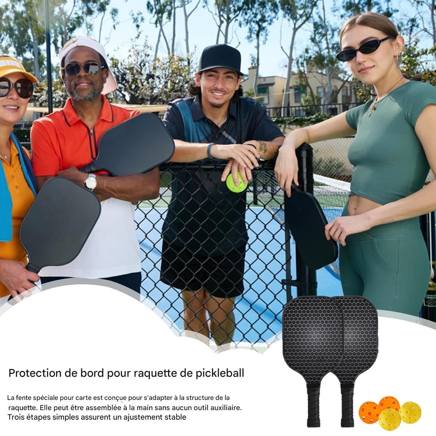 Générique Protège-Bordure Pickleball, Bandes De Protection De Bord pour Paddle De Pickleball, Aide D'Entraînement Sportif Pondéré avec Amortissement des Chocs pour Les Hommes Les Femmes Les