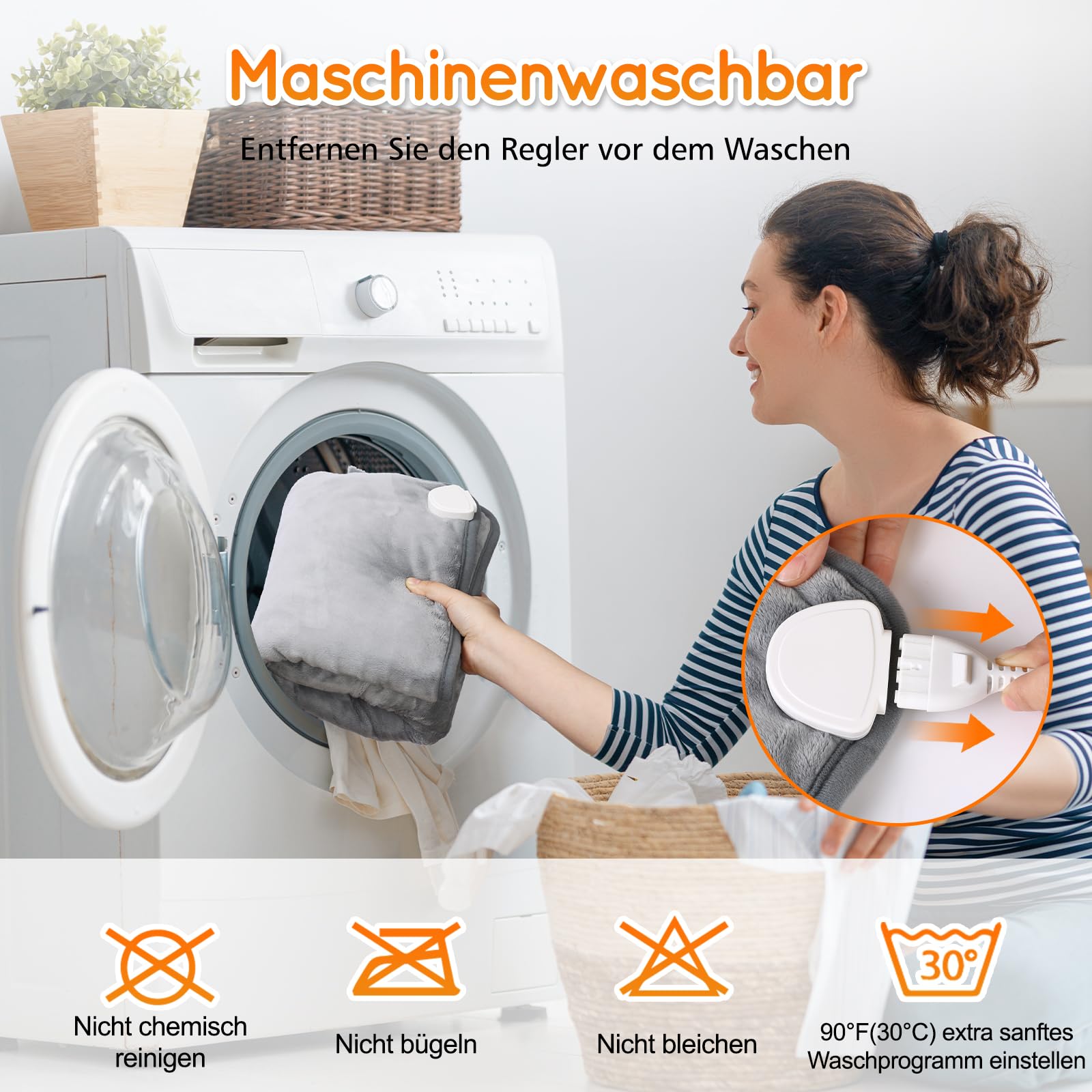 Heizkissen für Rücken Schulter Nacken 61x94cm Heizkissen mit Abschaltautomatik Schnelle Erwärmung, mit 4-Stunden-Timer und 6 Heizstufen Flanellmaterial, Waschbar Wärmekissen Elektrisch