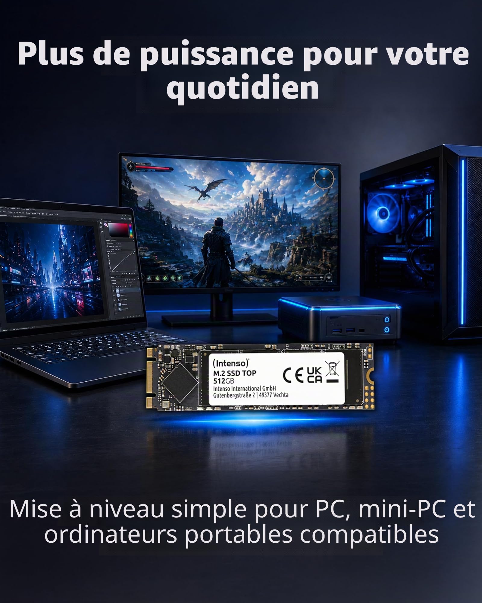 Intenso M.2 Disque SSD Interne SATA III Top, 512 GO, 550 Mo/s