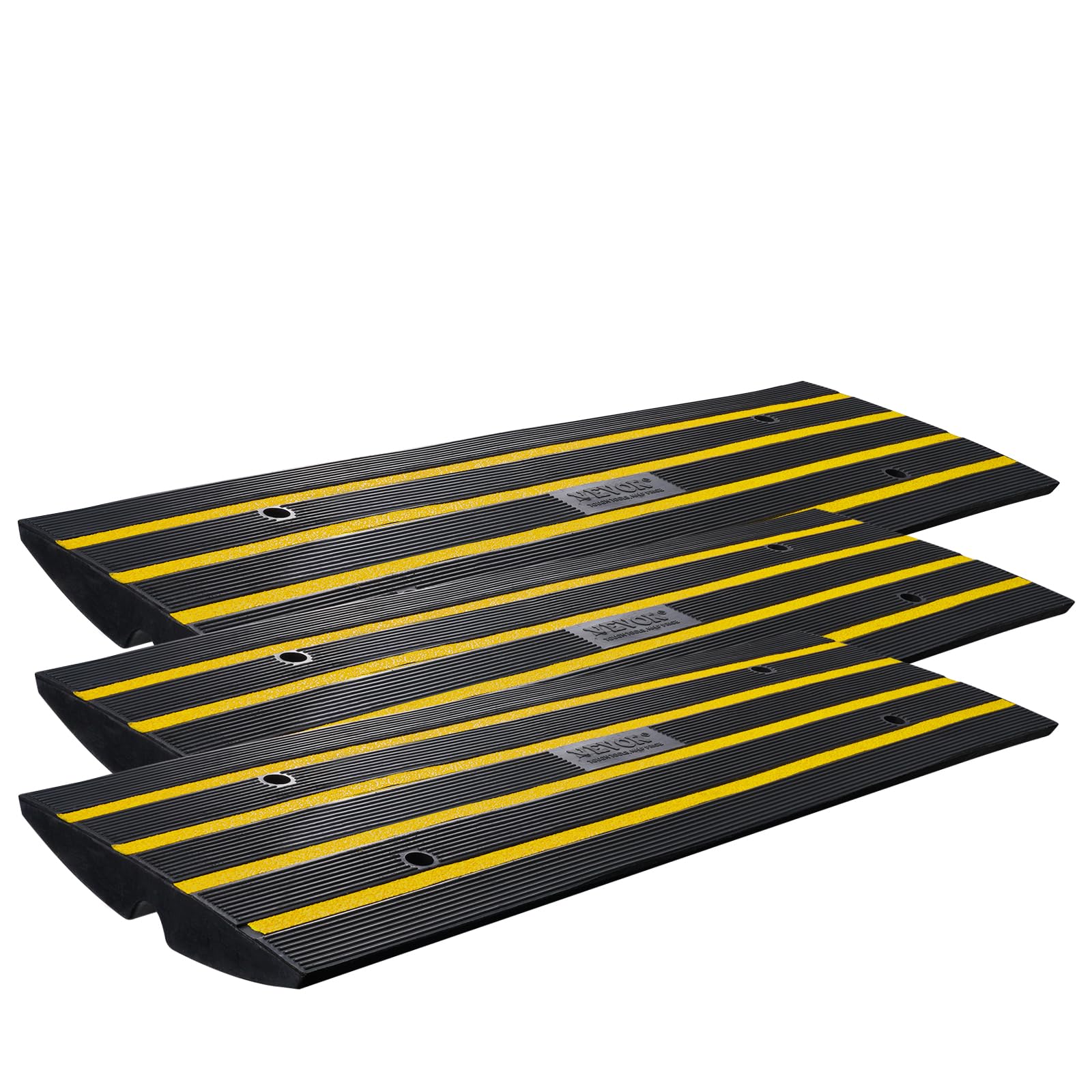 VEVOR Rampa per Soglia in Gomma 3 Pezzi Altezza 6,5cm Capacità Max. 15 Tonnellate per Veicoli, Rampa per Soglia Superficie Antiscivolo con Canale per Cavi, Rampa Soglia Antiscivolo per Salita Facile