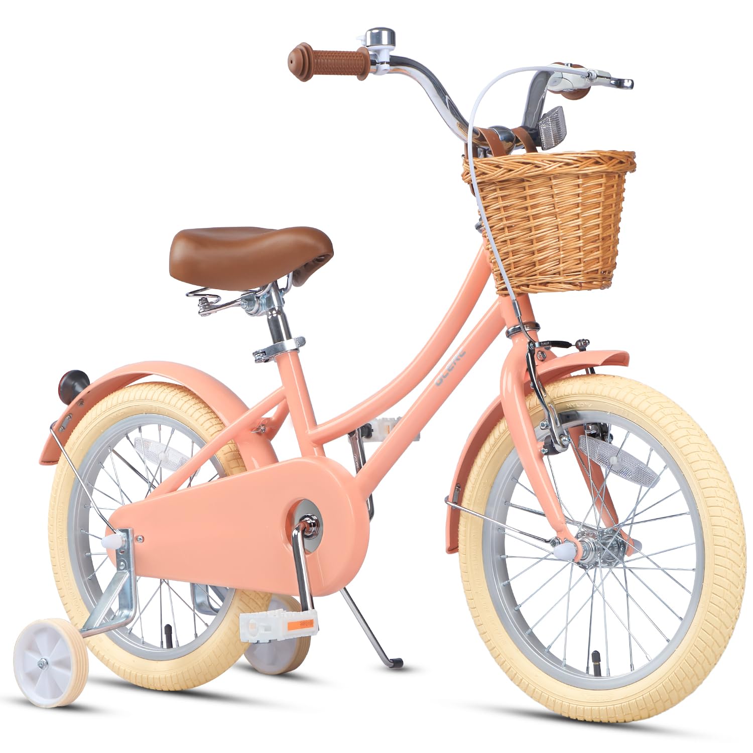Glerc Little Molly 12-20 Inch Kids Retro Cruiser Bike for 2-13 Year Old with Wicker Basket & Training Wheels/Kickstand, Multiple Colors