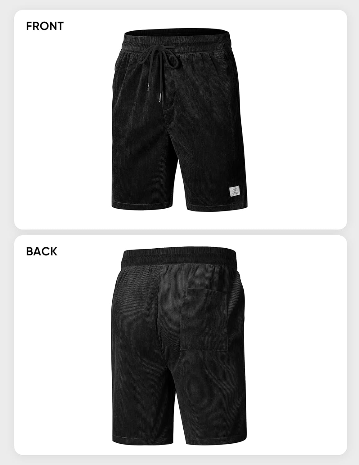 Men's Corduroy Shorts Casual Elastic Waist Drawstring Lightweight Summer Beach Shorts - Image 9