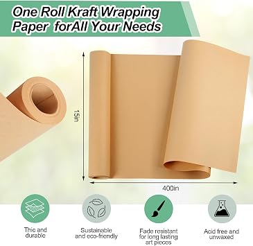 Phinus 15400 Brown Paper Roll, Brown Wrapping Paper, Craft Paper, Wrapping Paper, Packing Paper for Moving, Packing, Gift Wrapping, Wall Art, Table Runner, Floor Covering