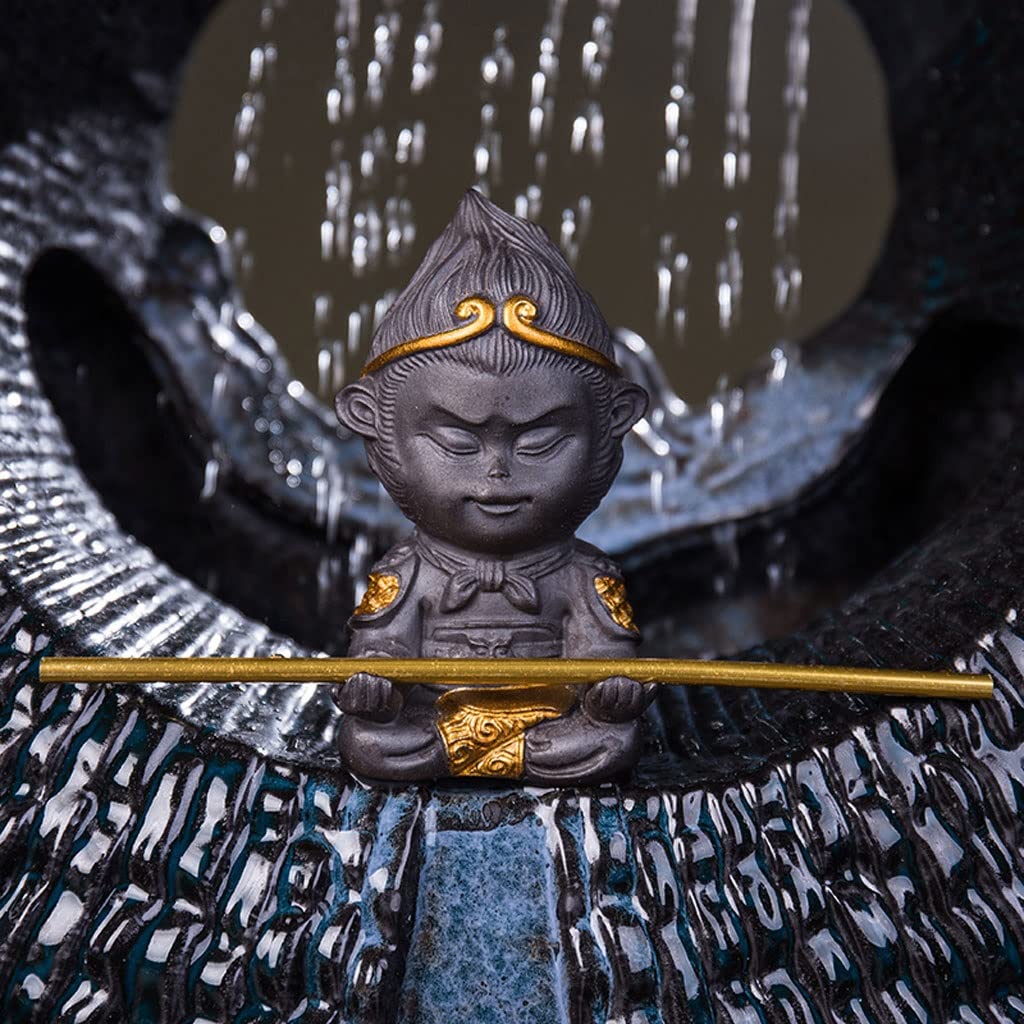 Fuente de Mesa Decorativa para Interior, Fuente de Agua con Cascada, de cerámica, Zen Estilo Oriental, decoración para salón, Dormitorio, Oficina, 33 x 13 x 23 cm