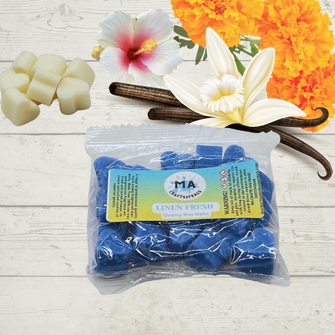 Ma Crafts&Frags Multicolour 20 X Highly Scented Wax Melts Mini Hearts Handmade, Cruelty Free, Vegan Many Fragrances (Linen Fresh)