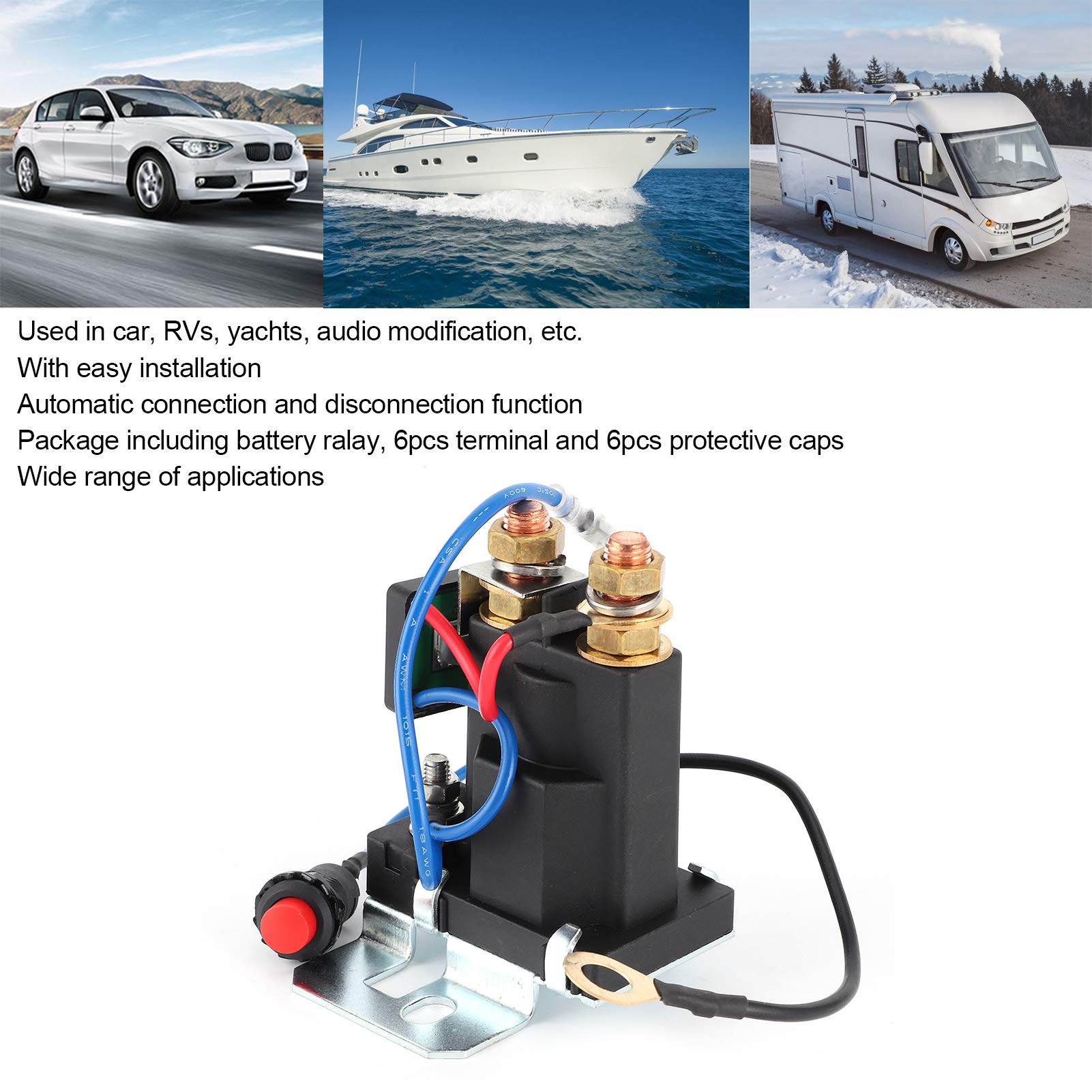Brrnoo Juego de relé Aislador de Batería con Control Automático de Voltaje de 6 Terminales para Modificación de Vehículos, Ideal para Automóviles, Vehículos Recreativos y Yates