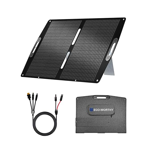 ECO-WORTHY 100W Portable Solar Panel, Foldable Solar Panel Kit with Adjustable Kickstand for Power Station Camping RV Travel Trailer