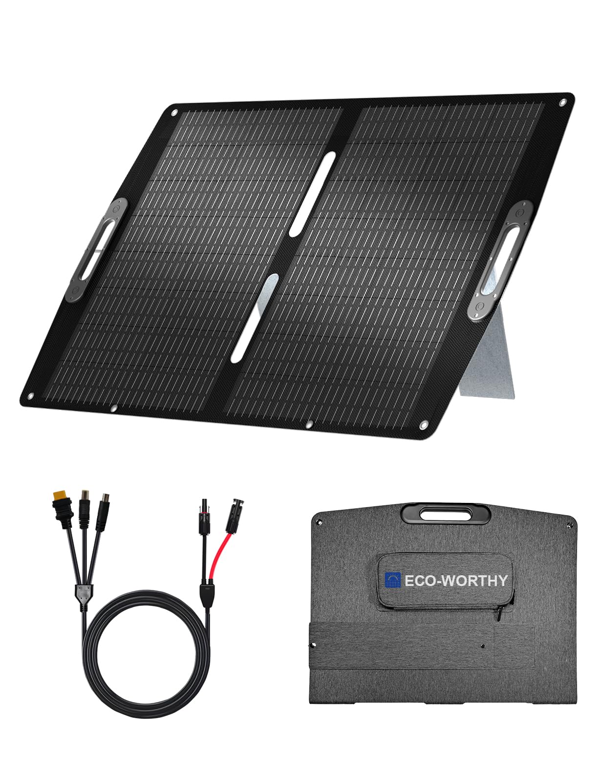 ECO-WORTHY 100W Portable Solar Panel for Power Stations IP65 Waterproof Lightweight with Adjustable Kickstand 23 High Efficiency Foldable