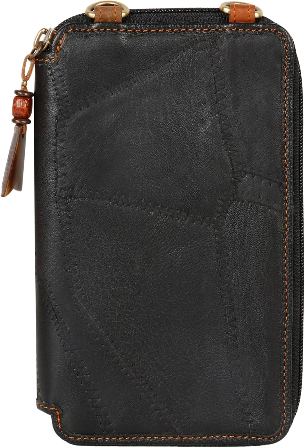 Vaan & Co Upcycled Genuine Leather Cellphone Crossbody Wallet (Prism Pebble)