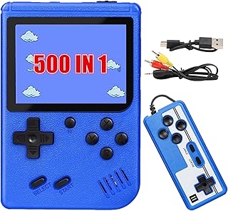 Retro Handheld Game Console,Portable Retro Video Game with 500 Classic FC Games 3 Inch LCD Screen, Support TV Connection & Two Players, Birthday for Kids, Adults (Blue)