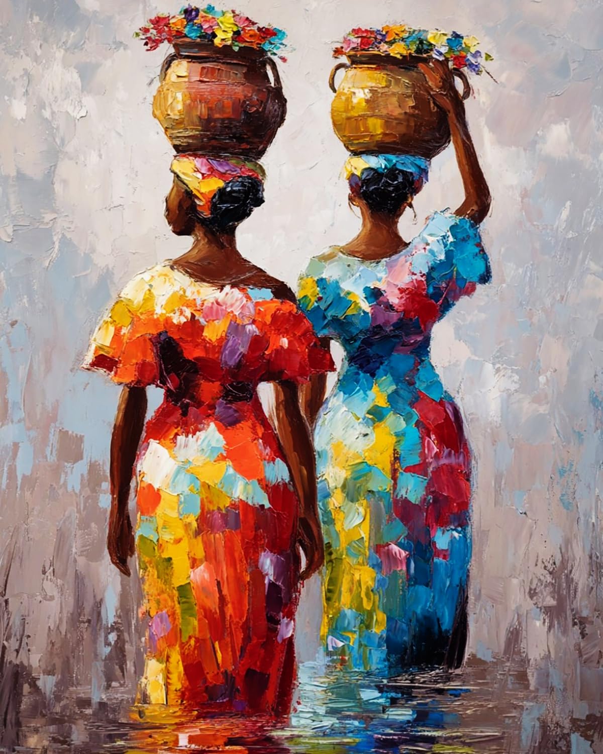 Liubaishi Women's Multicolour Paint By Numbers For Adults, African With Flower Jars, 40X50 Cm Acrylic Canvas Kit
