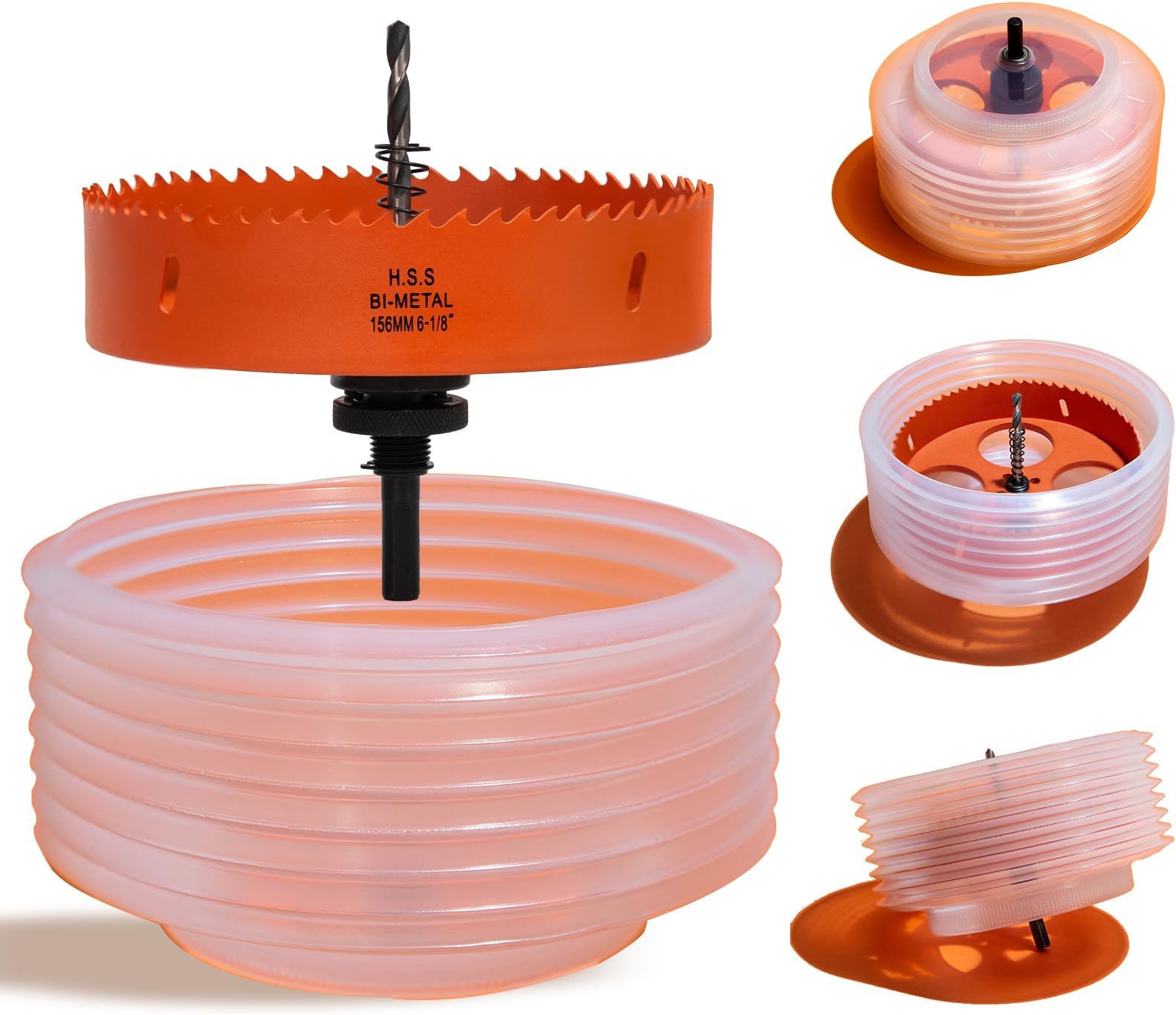 VIKITON 6-1/8 Hole Saw for Recessed Lights Can Lights, 6 1/8 Hole Saw Dust Bowl for Recessed Lighting 6 Inch, 6-1/8 Inch Hole Saw Dust Catcher with Bi-metal Wood Drywall Hole Saw Cutter