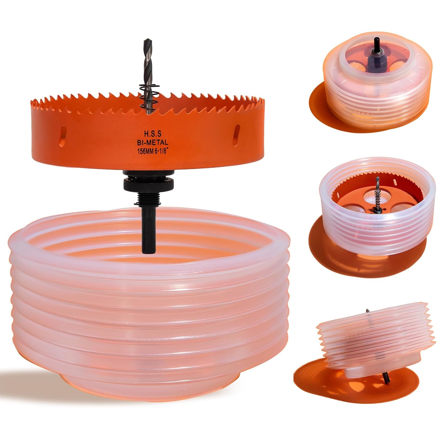 6-1/8 Hole Saw for Recessed Lights, 6.1 Inch Hole Cutter with Dust Bowl Catcher for Led Recessed Lighting 6 Inch and Wood Metal Drywall, Bi-Metal Construction 6-1/8 inch