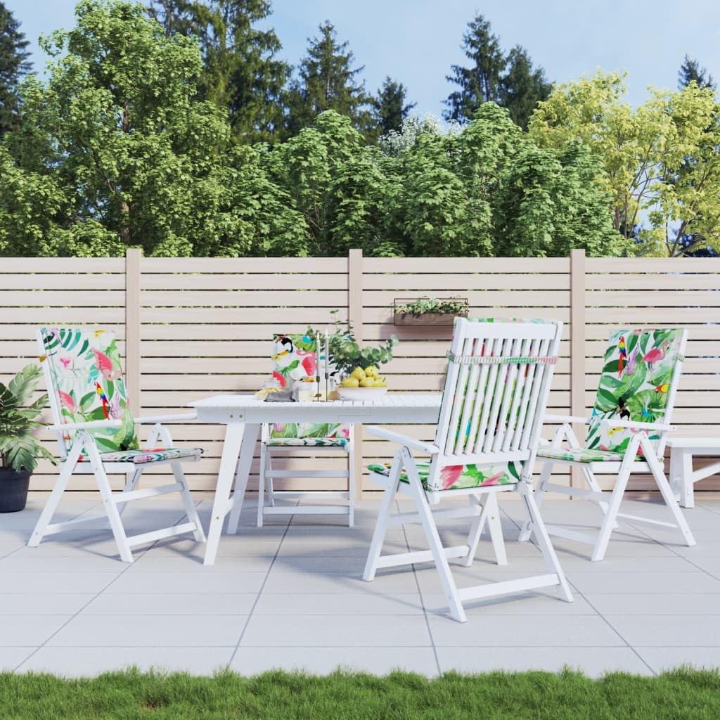 Tidyard Hochlehner-Auflagen 4 STK.Sitzkissen Stuhlkissen Auflage Gartenstuhlauflagen Hochlehner Gartenstühle Sitzauflagen Polsterauflagen Hochlehner Auflagen Mit Vögeln, Blättern und Blumen Stoff