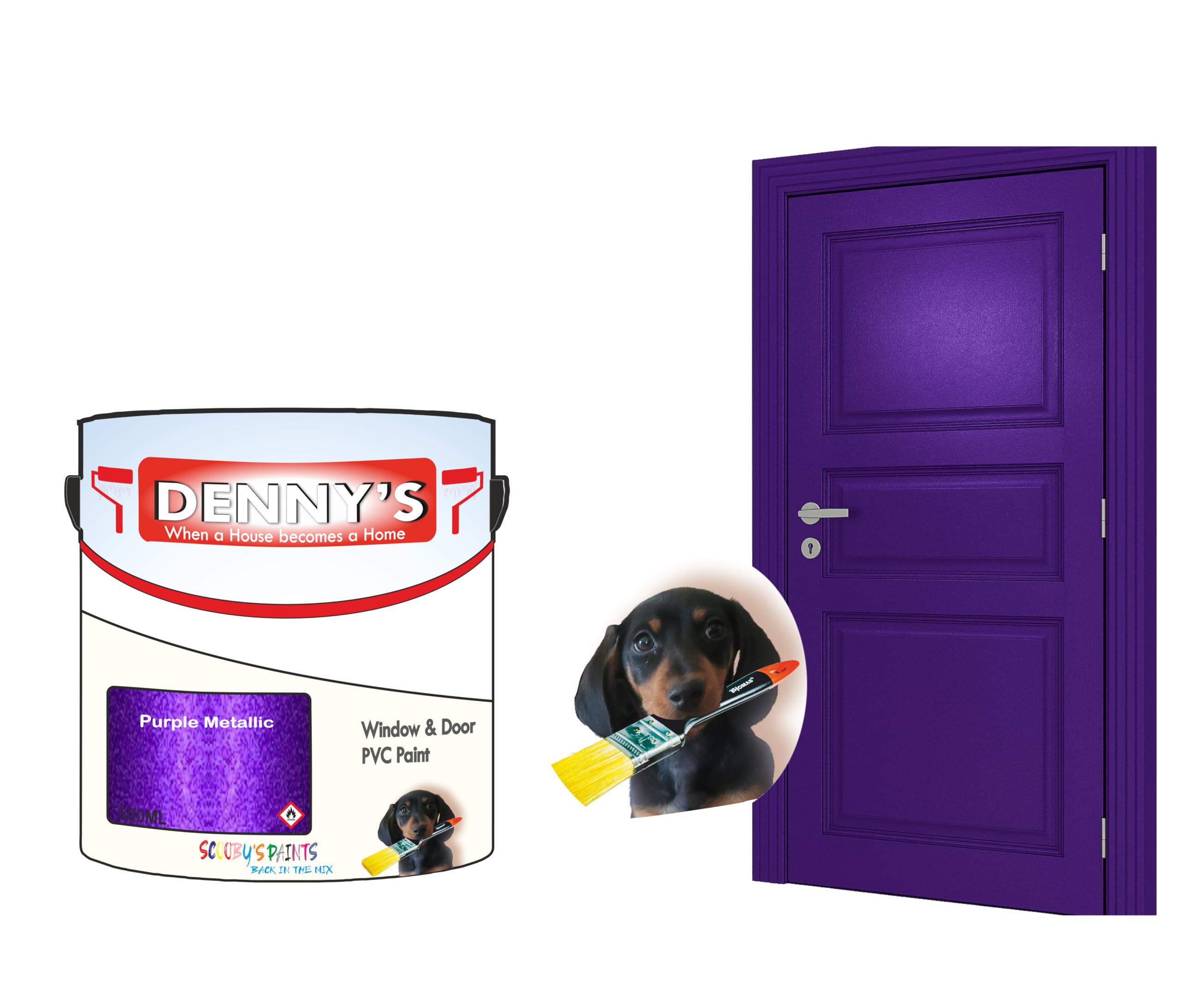 Window & Door PVC/UPVC Paint, 500ml, Available in Matte Gloss Sation Finish Metallic Colours and Solids (1 Purple Metallic)