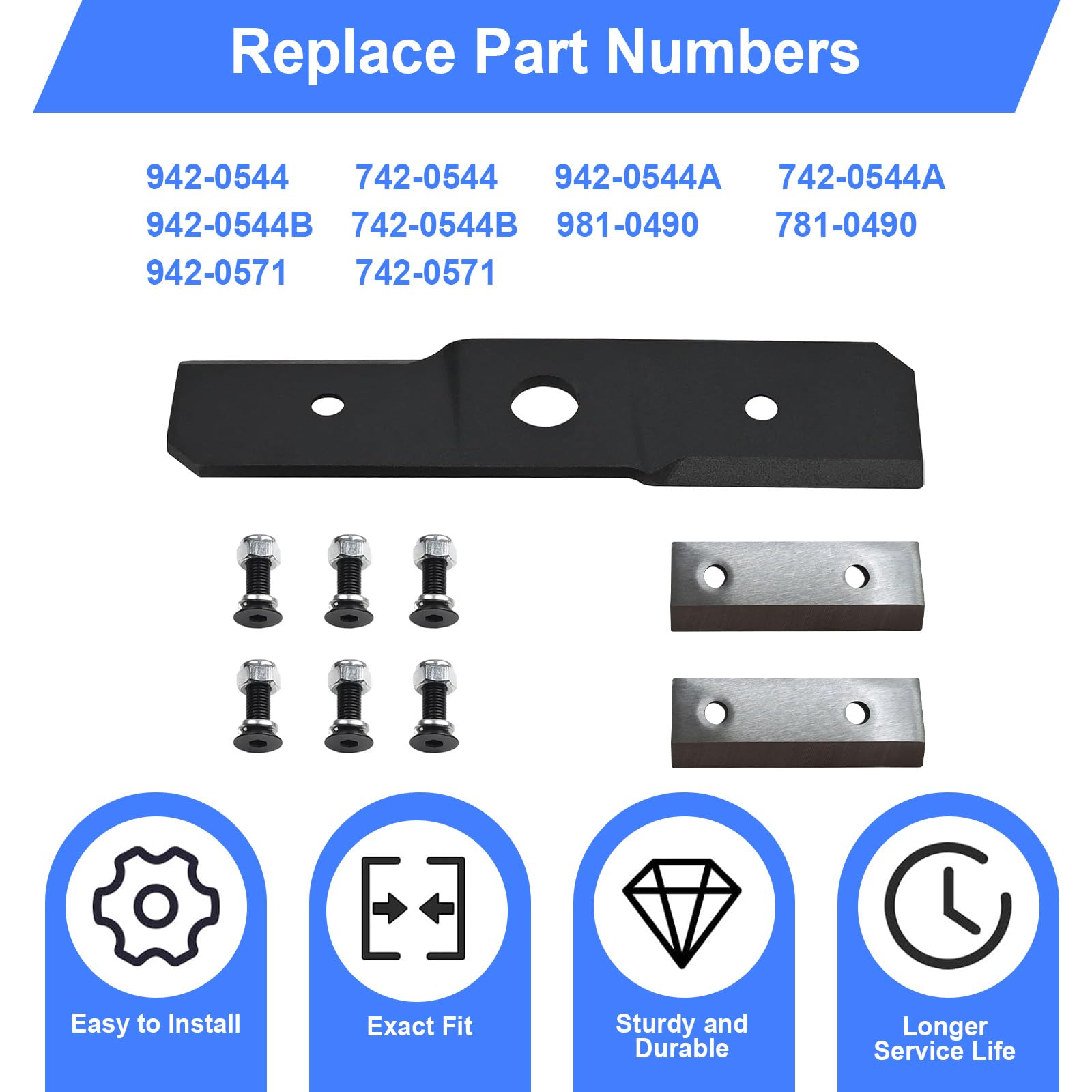 781-0490 742-0571 - Kit de cuchillas trituradoras para MTD Troy-Bilt Craftsman 981-0490 942-0571 742-0571