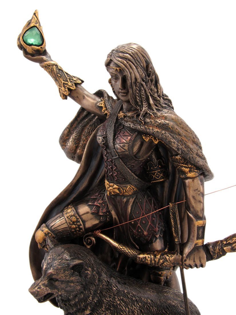 braunen Finish nordischen Mythologie Göttin Skadi Viking Statue Figur Skulptur