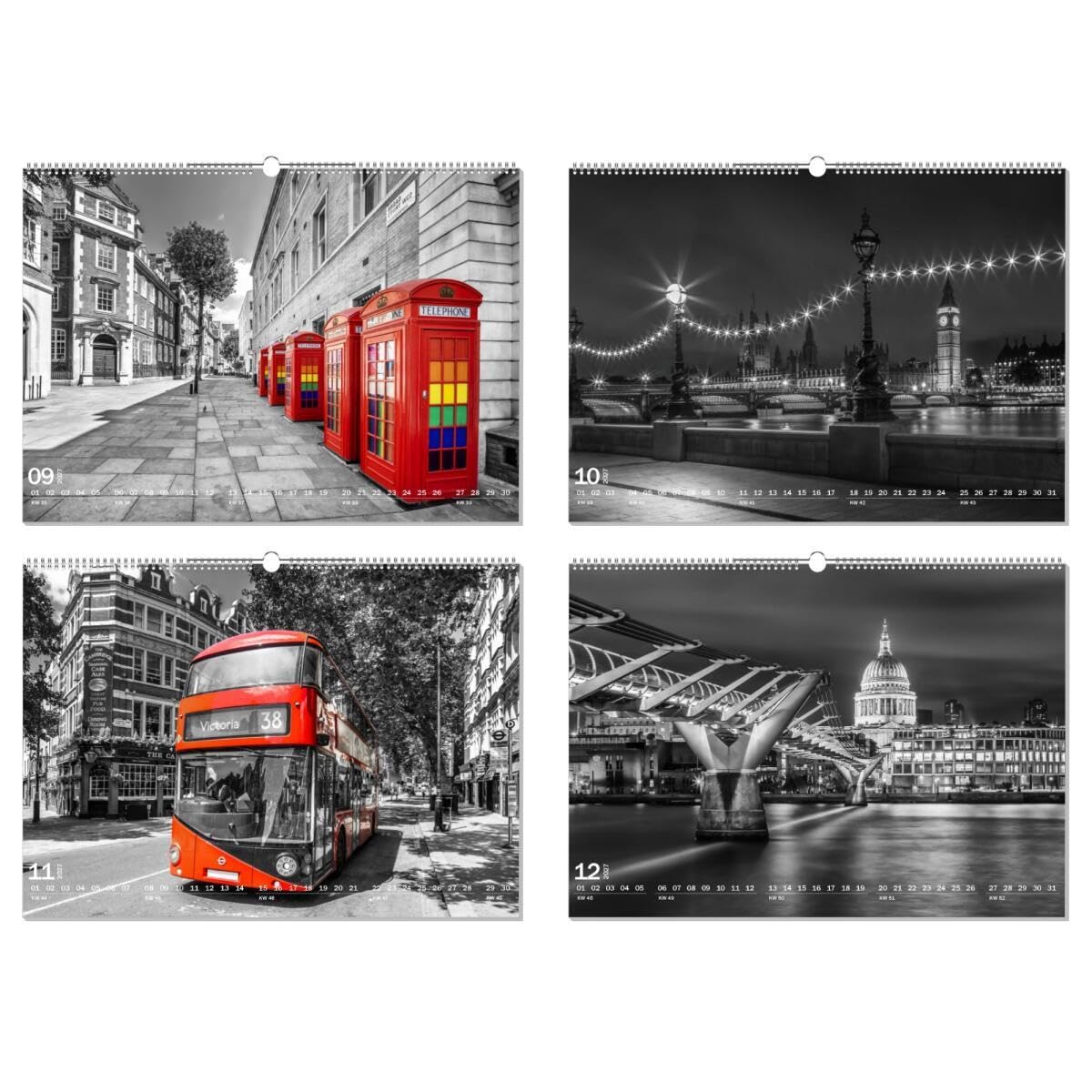 artboxONE Kalender 2027 London monochrome and beyond Wandkalender A2 2027 Städte/London