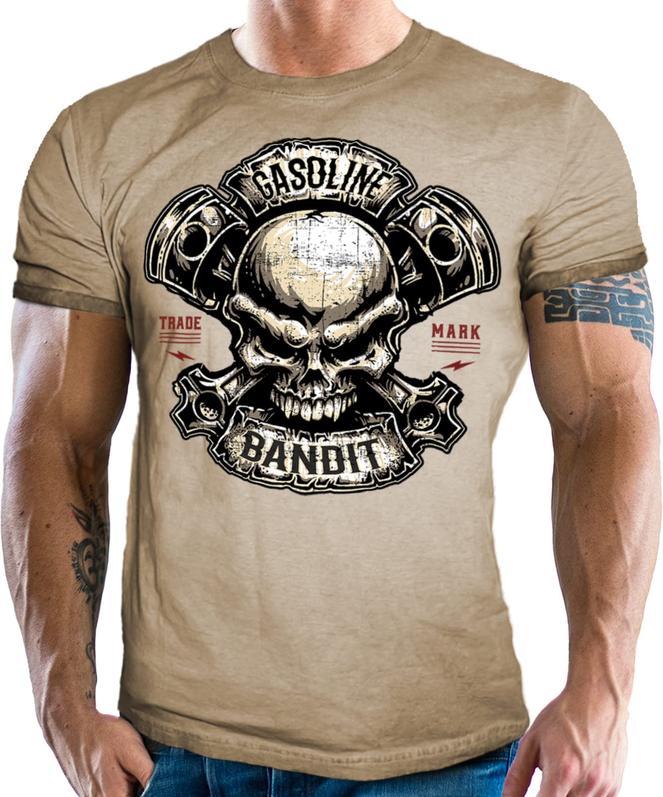 Gasoline Bandit Camiseta Biker Racer – Piston Skull