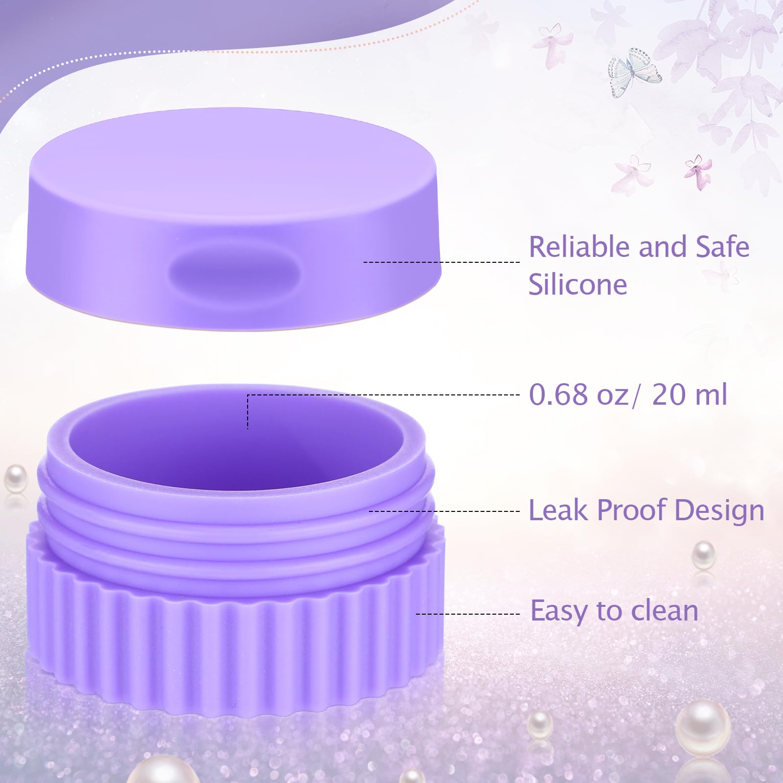 Perthlin 4 Pièces Pots De Crème Voyage En Silicone 20ml - Étanches Et Réutilisables (Bleu)