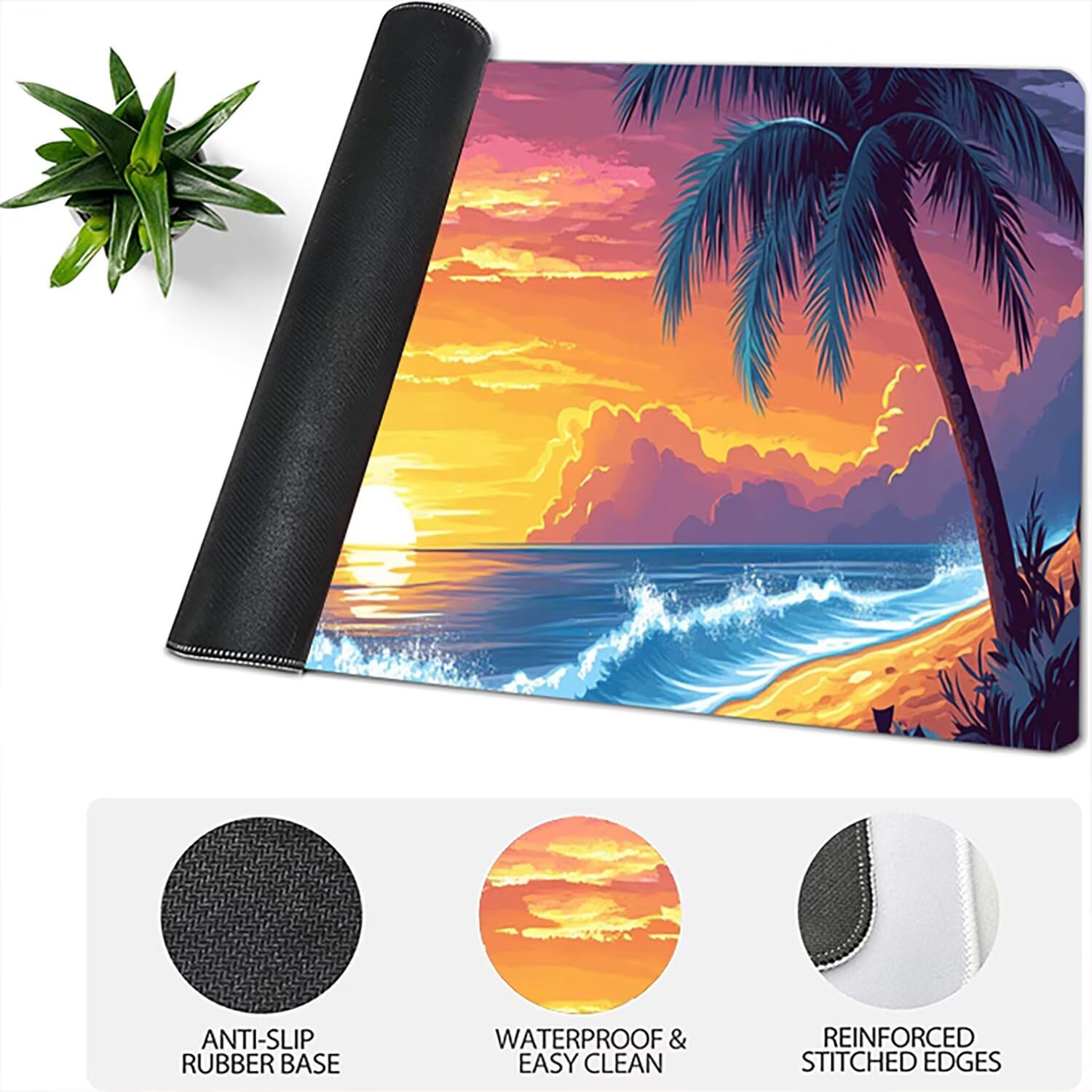 Lejnlnng Podkładka pod mysz do gier XXL, 120 x 60 cm, na plażę, wodoodporna podkładka pod mysz XL Codzienna ekspansja, antypoślizgowa gumowa podkładka pod mysz z przeszytymi krawędziami JL-7367