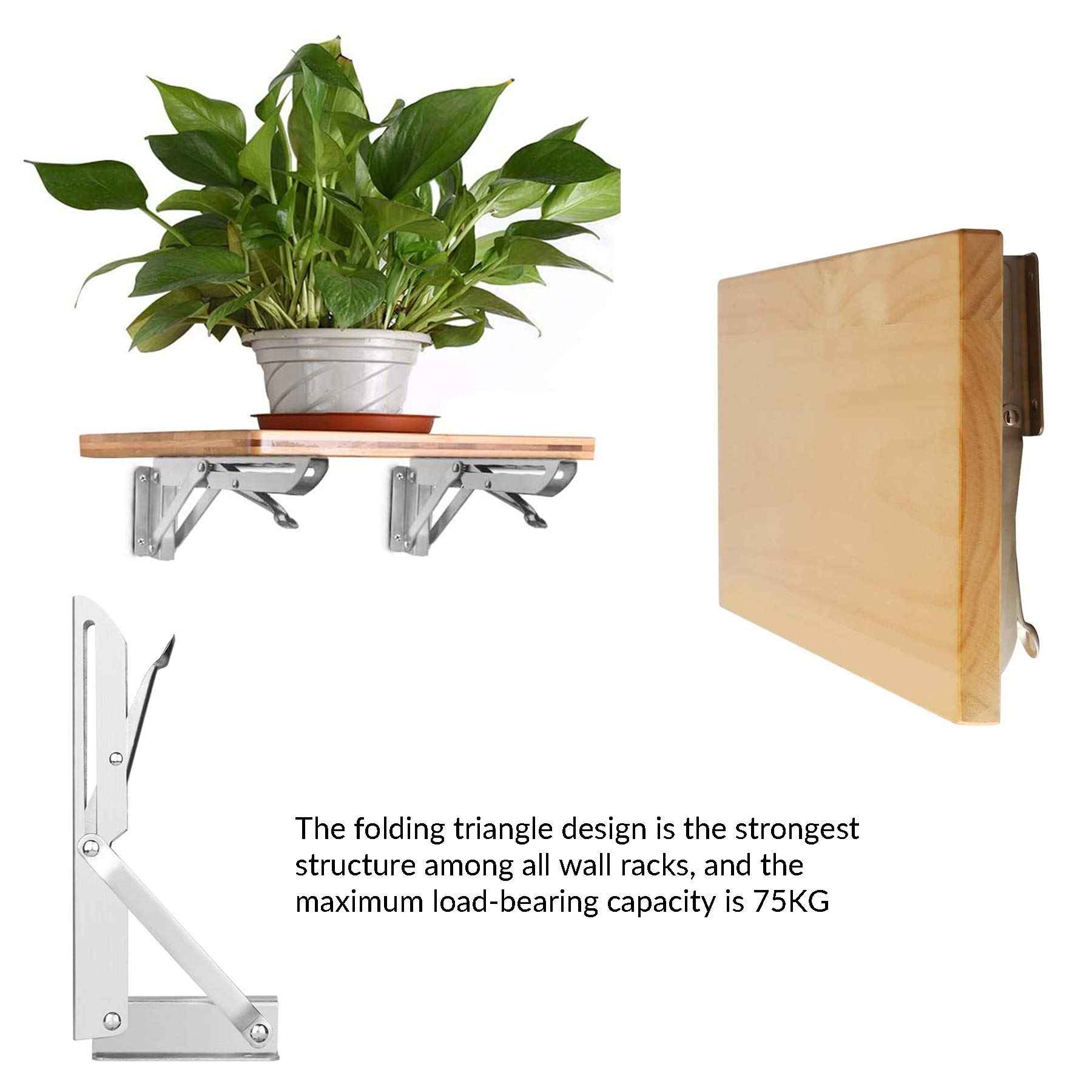 Buy Folding Shelf Bracket 8 Inch, 2 Pack Stainless Steel Folding