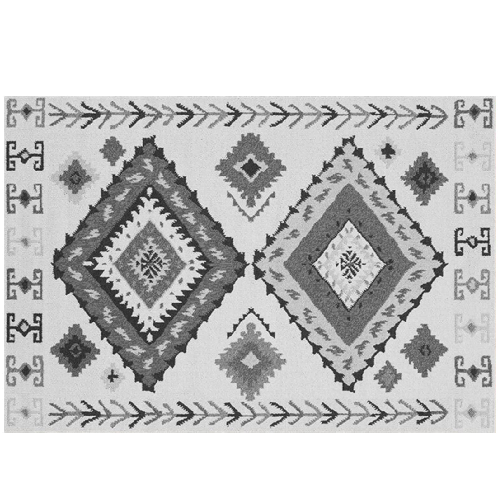 Tapis contemporain de haute qualité losange gris grand format