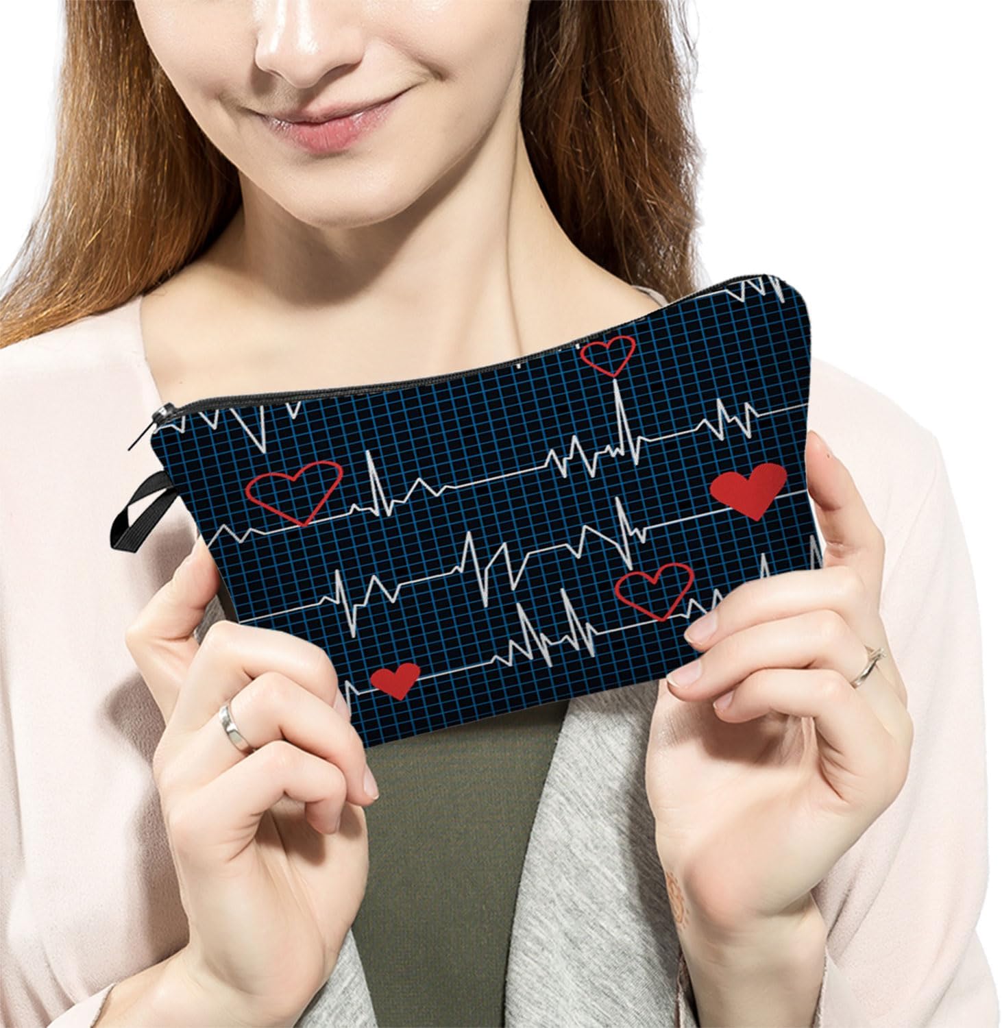 Nurse Cosmetic Bag Cute Makeup Bag for Purse Travel Toiletry Zipper Pouch Nurse Graduation Gifts Medical Assistant Makeup Bag for Nurse Girls Women - Image 3