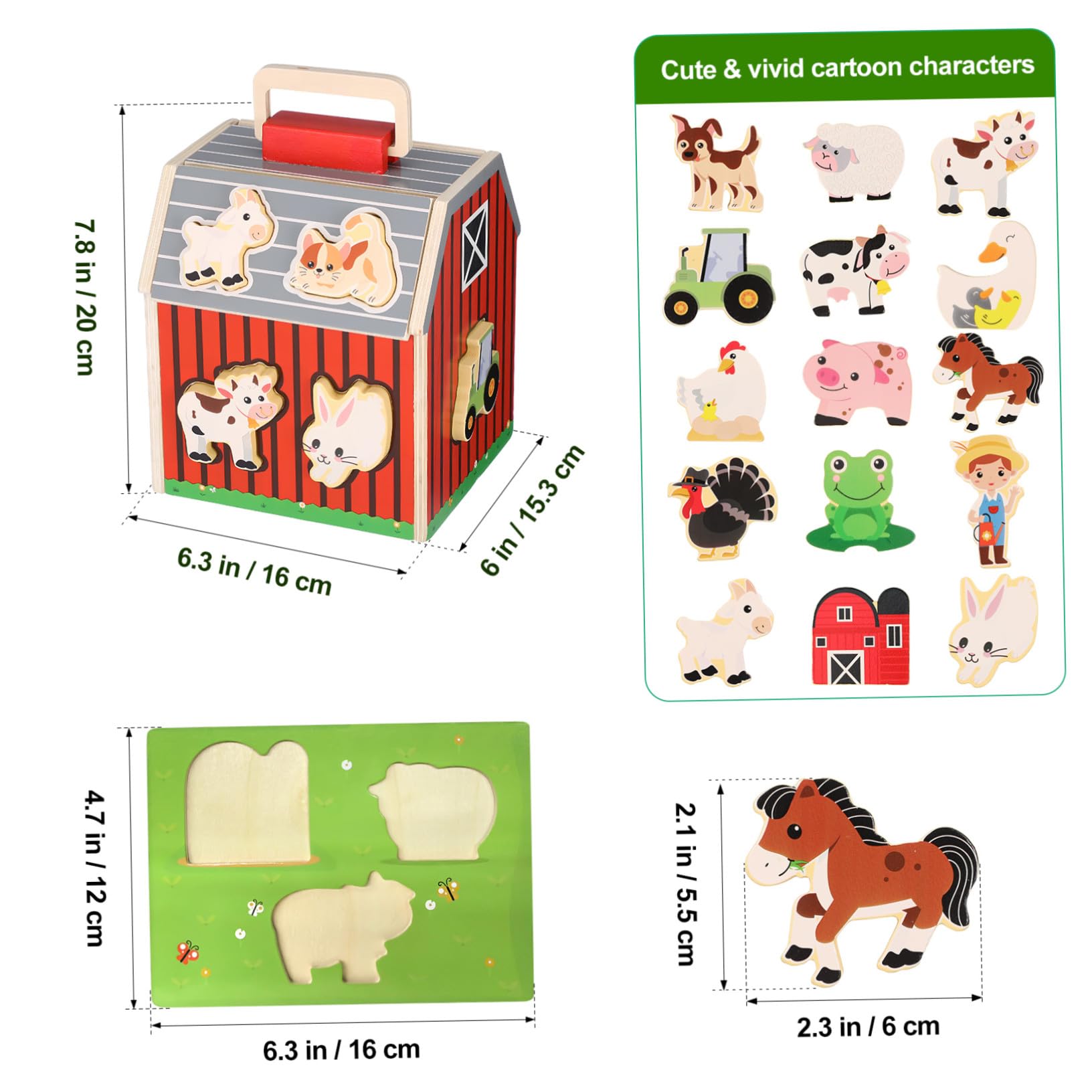 Didiseaon Juguetes de Granja de Madera Años Animales de Granja para Aprendizaje Preescolar Juguetes Montessori para Bebés y Pequeños Actividades Educativas para Regalos de Cumpleaños