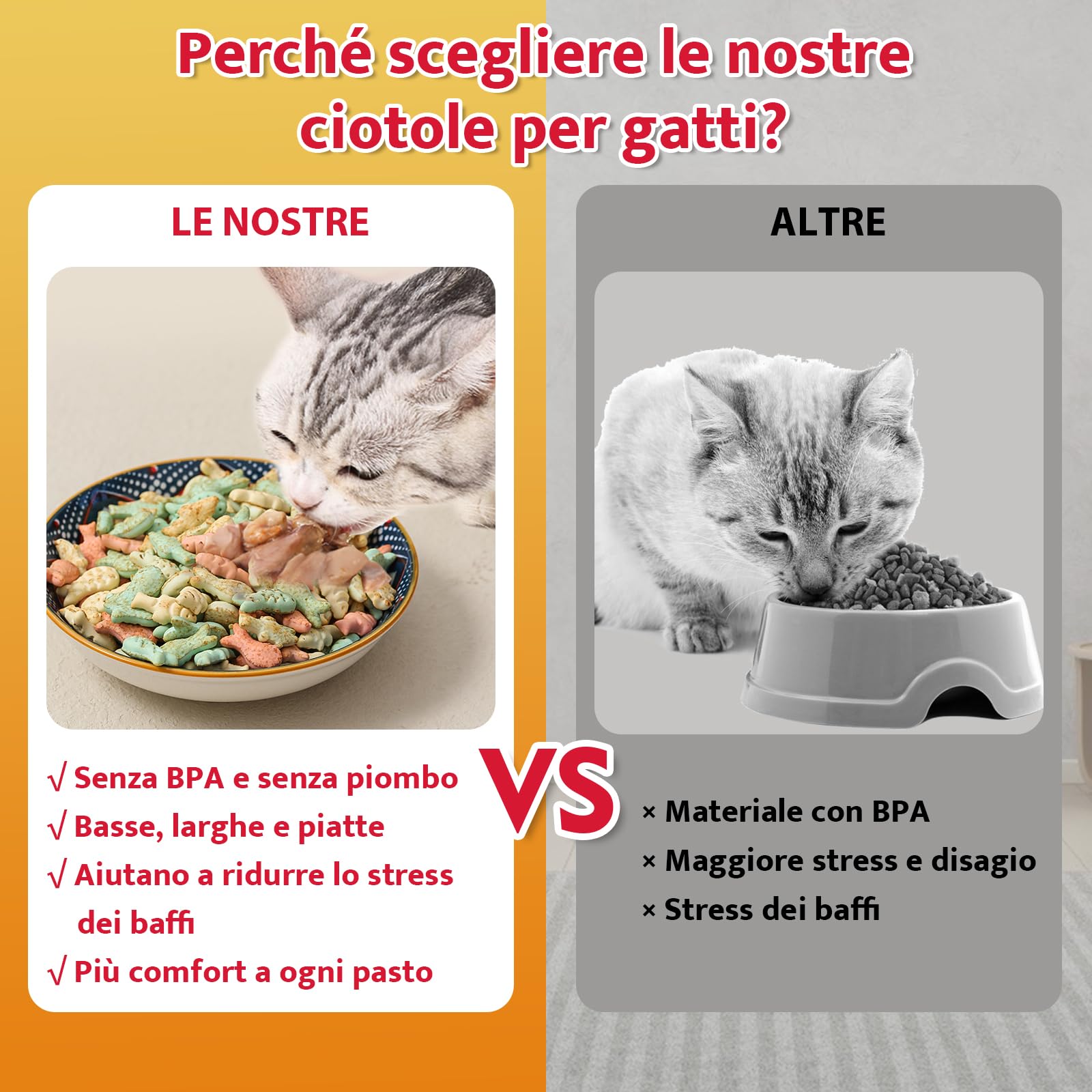 Ciotola in Ceramica per Gatti - Set di 6 Scodelle Colorate per Cibo - Ciotoline in Porcellana da 185 ml - 14,3 x 3,6 cm - Adatto per Lavastoviglie e Microonde