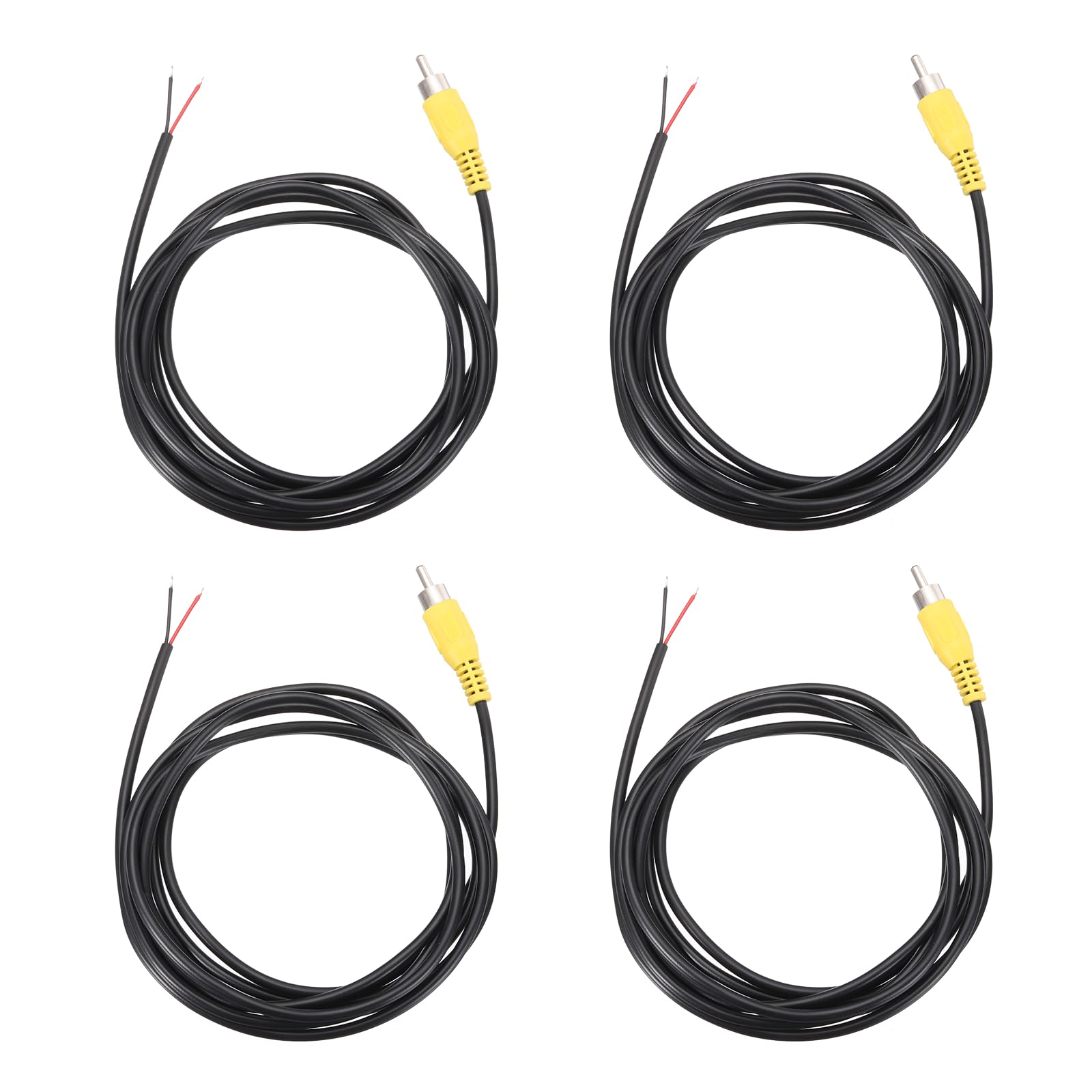 Cable de altavoz RCA a cable desnudo 22 AWG con conector macho amarillo y extremo abierto 7