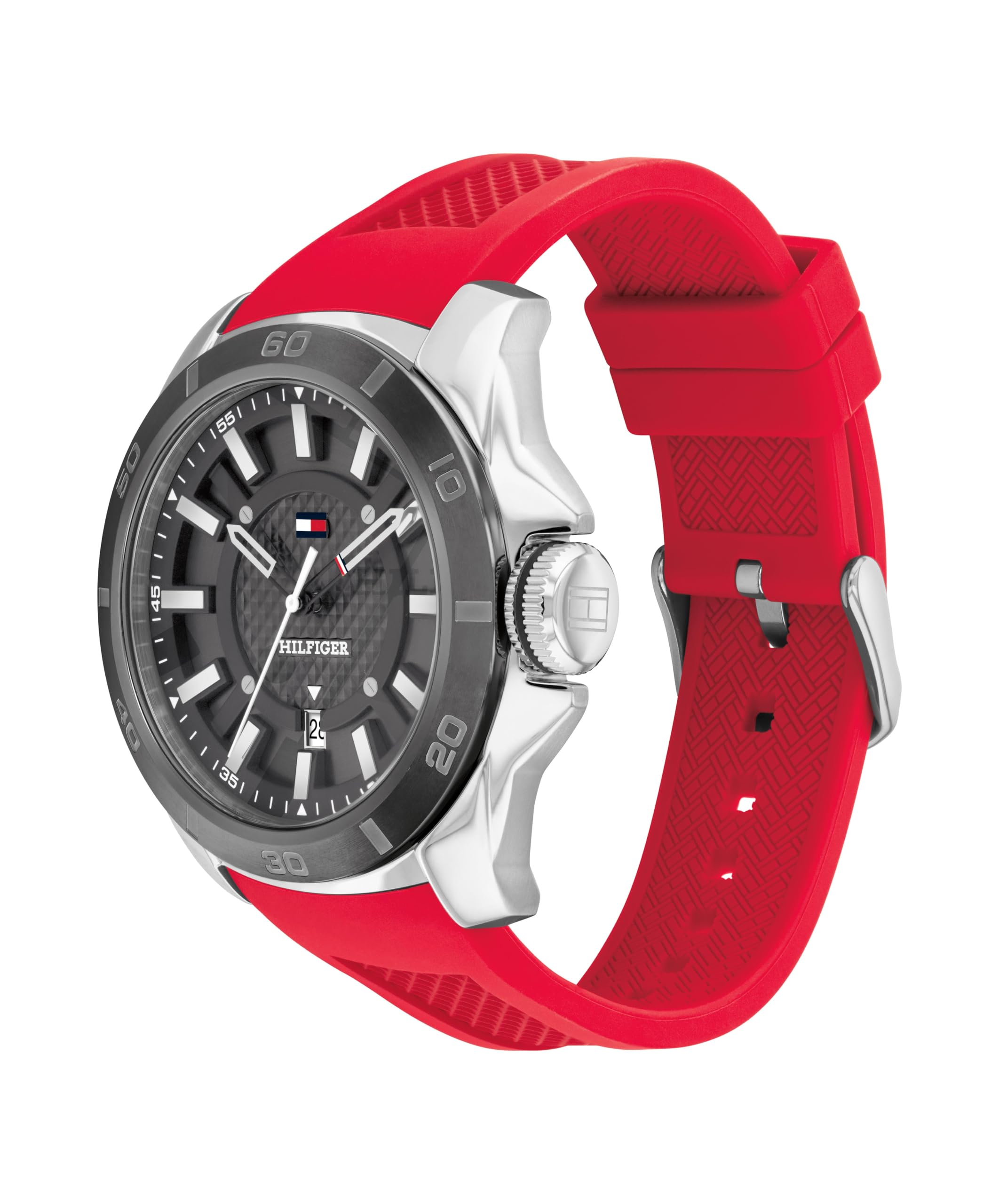 Tommy Hilfiger Mens Red Stainless Steel & Silicone Strap Watch (B0D6253J9T) Amazon Price History, Amazon Price Tracker