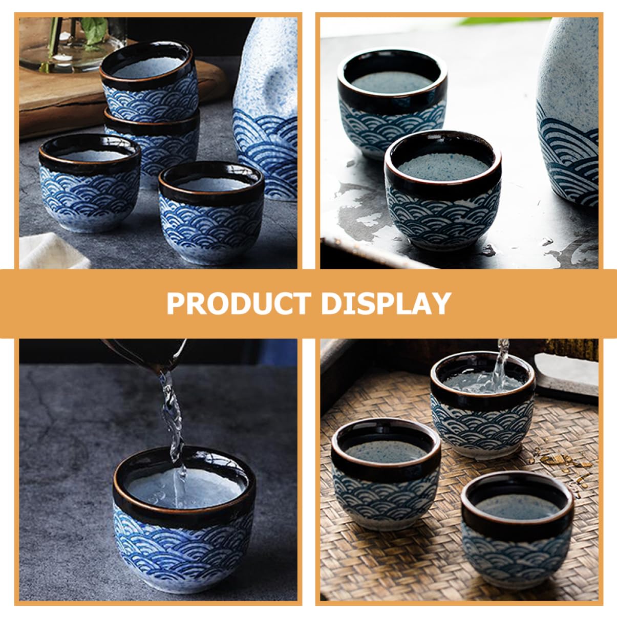 Set da 6 Tazze da Tè in Ceramica Resistente Alte Basse Temperature, Tazza D'acqua Comoda per Uso Quotidiano, Accessorio per Casa e Ufficio Stile Giapponese
