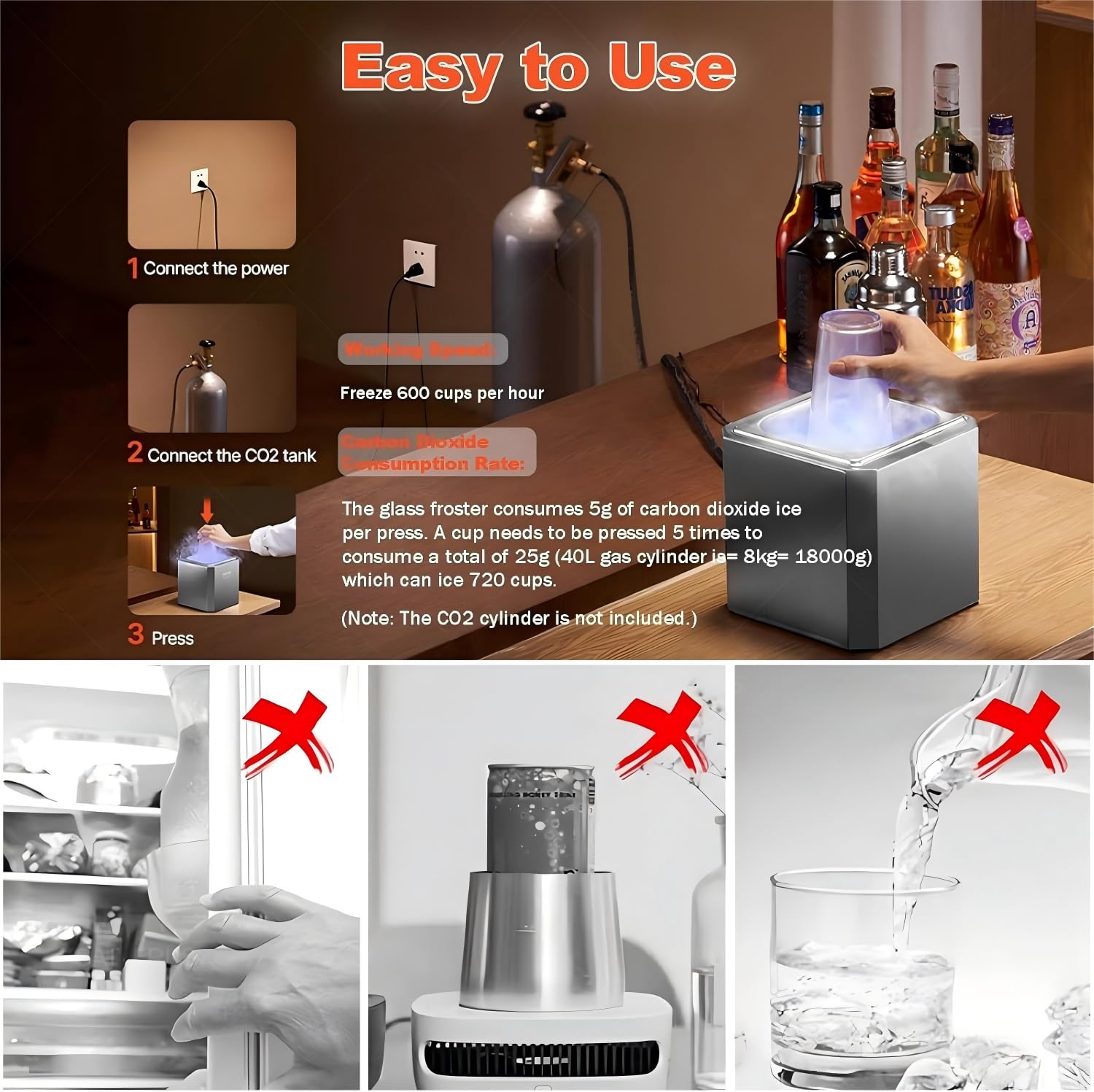 Raffreddatore per Bicchieri Da Birra, 4-6 Secondi/Bicchiere Con Luce LED, Raffreddatore Istantaneo per Bicchieri Di Vino, Bevande Miste E Succhi, Raffreddatore per Bicchieri Di Vetro Ideale per Bar