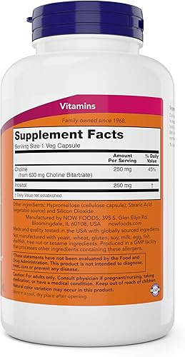 Miniatura 6 de Now Choline & Inositol, 180 Cápsulas Vegetarianas