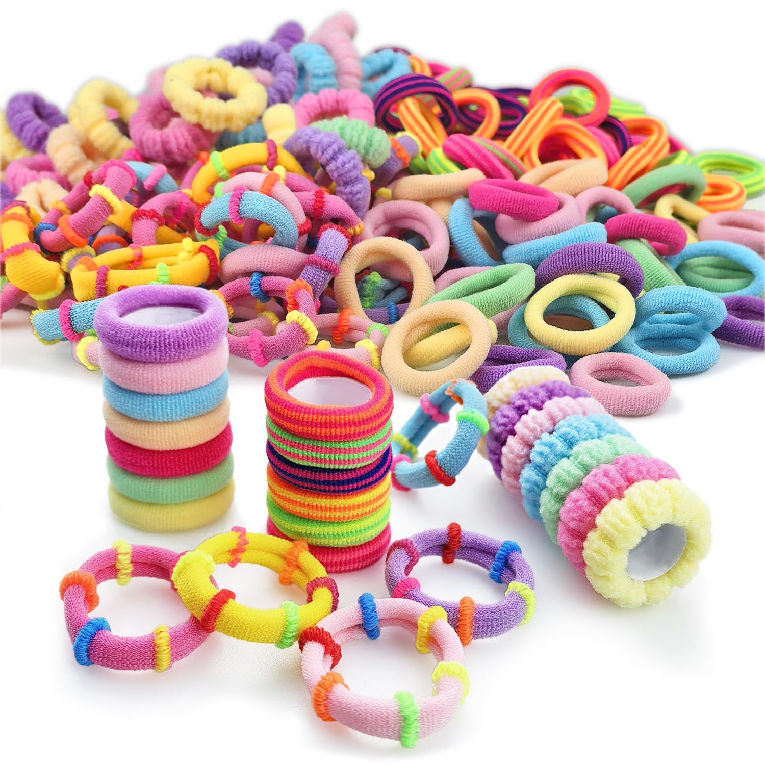Weico 200pc Multi-Color Elastic Hair Ties - Rubber Bands & Scrunchies For Girls - View #3