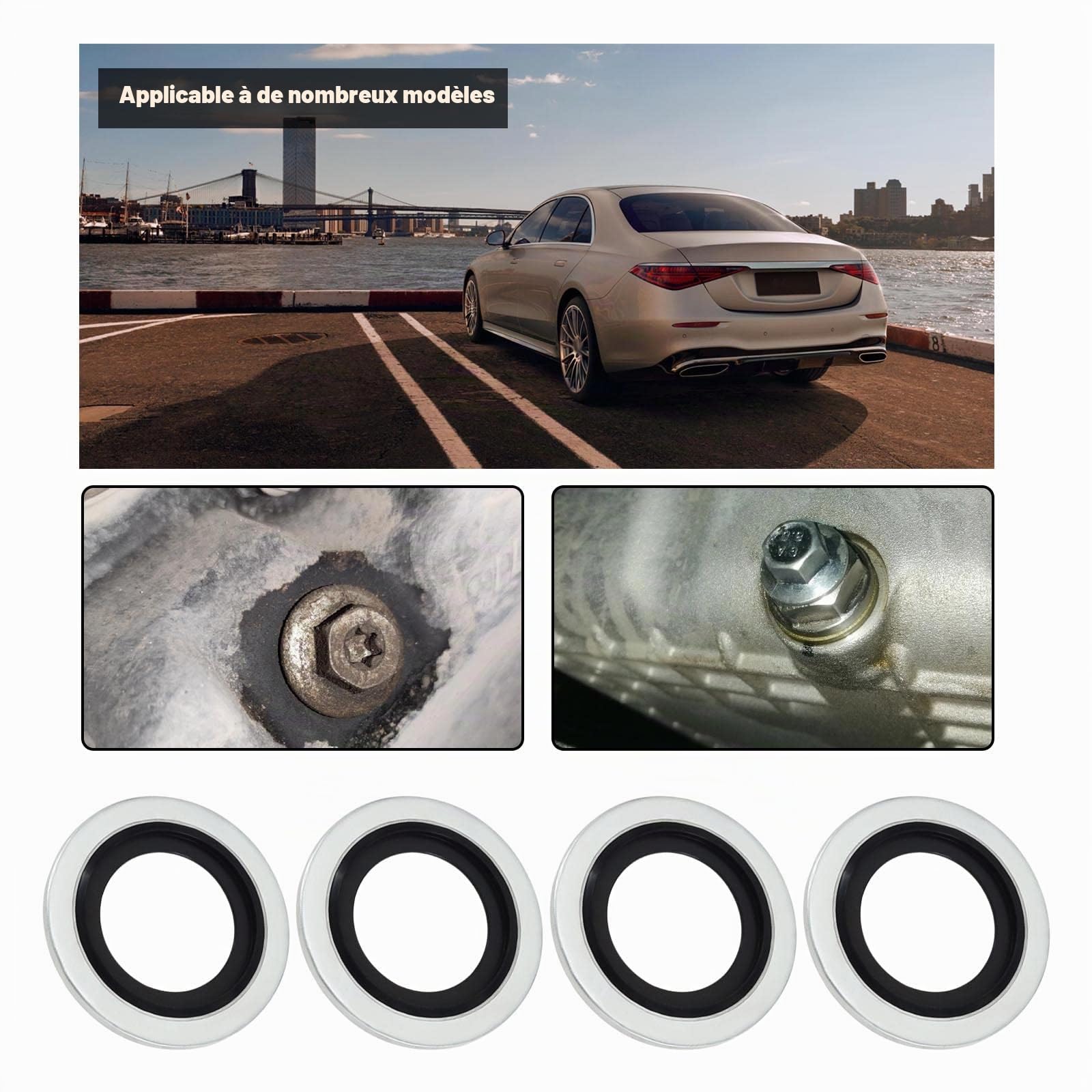 Lot de 10pcs Joints de Bouchon de Vidange d'huile Remplacement 110265505R 6079970345 8200641648 3121867 Compatible avec Renault Compatible avec Dacia en Alliage d'aluminium